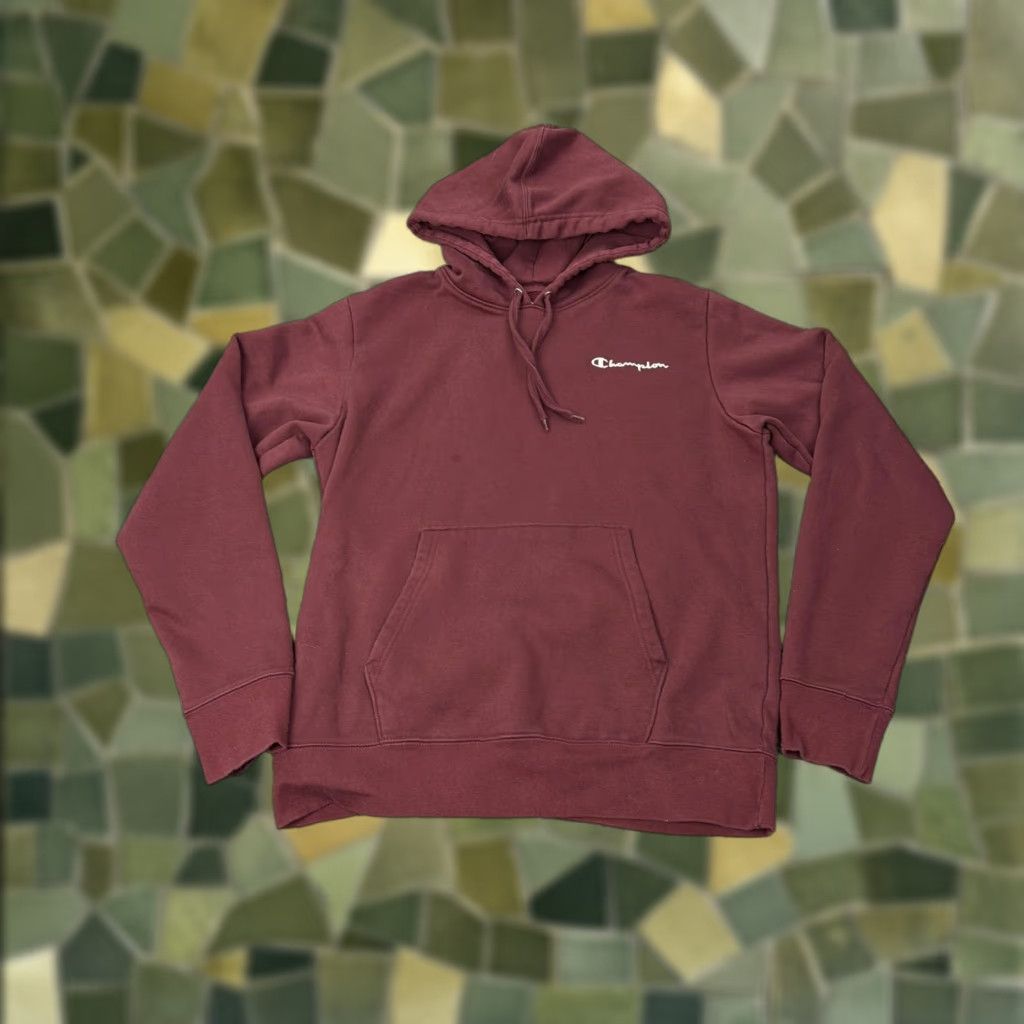 Champion Champion Hoodie Mens Medium Maroon Pullover Fleece Script Logo Sweatshirt Mens Size US M / EU 48-50 / 2 - 1 Thumbnail