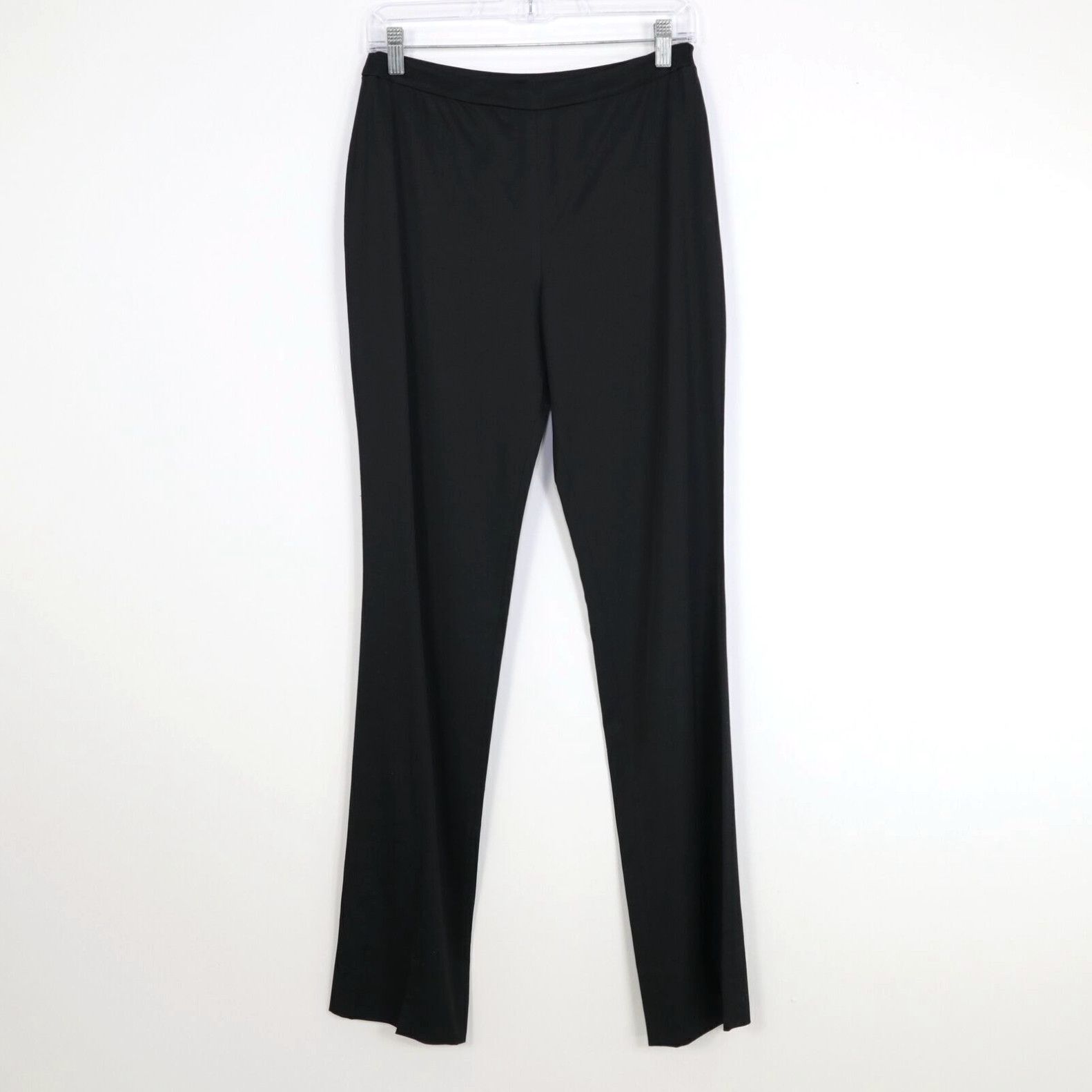image of Vintage St. John Collection Pants Womens 4 New Black Straight Notched Ankle Silk $525 in White