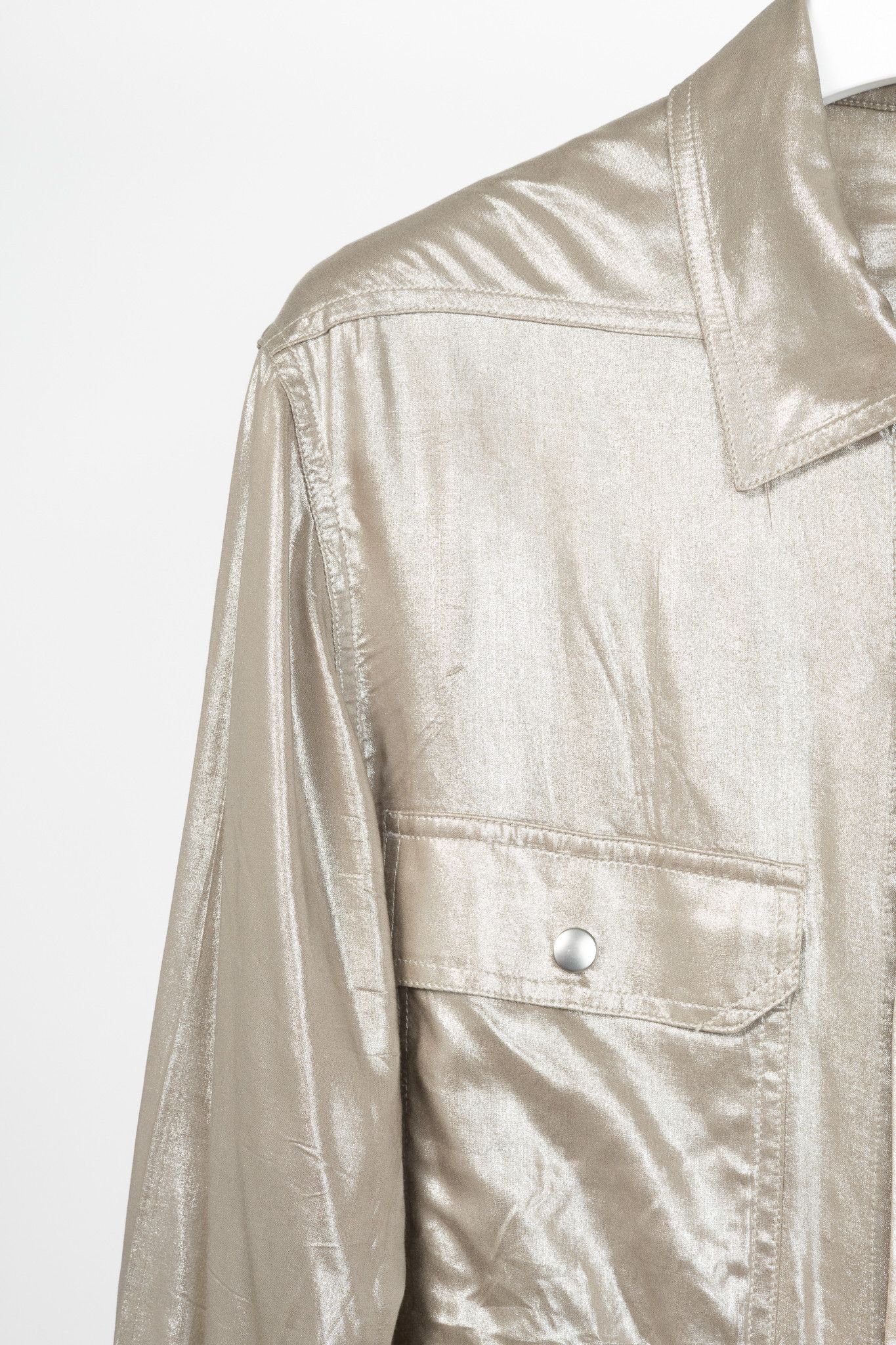 Rick Owens Rick Owens SS22 Fogachine Metallic Habotai Snap Shirt Size L / US 10 / IT 46 - 5 Thumbnail