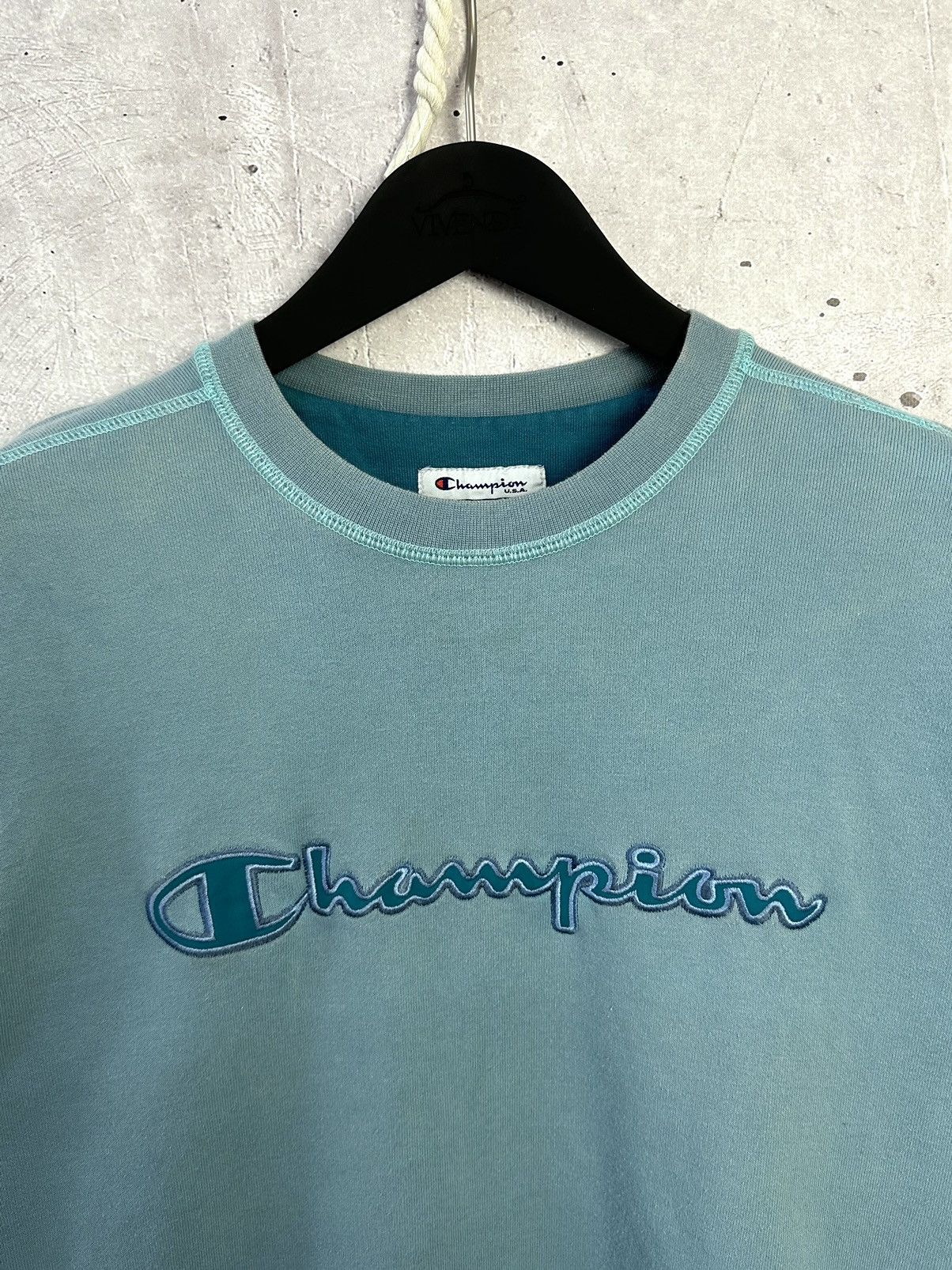 Champion × Vintage Vintage Y2K Champion Blue Cotton Sweatshirt Size US S / EU 44-46 / 1 - 4 Thumbnail