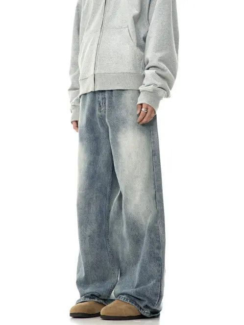Japanese Brand × Jean American retro washed wide-leg simple loose men's jeans Size US 32 / EU 48 - 4 Thumbnail
