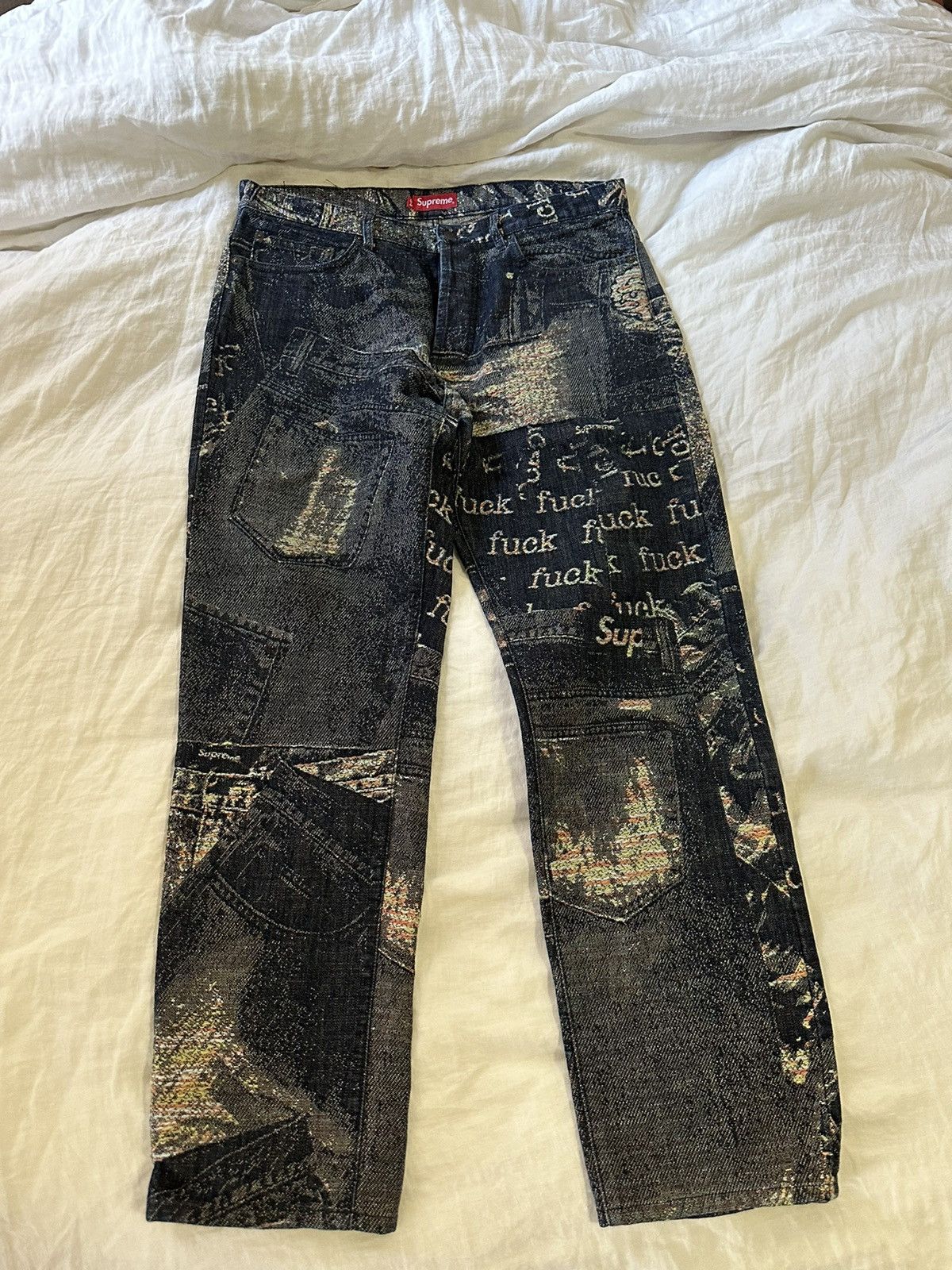 Supreme archive denim jacquard denim jeans