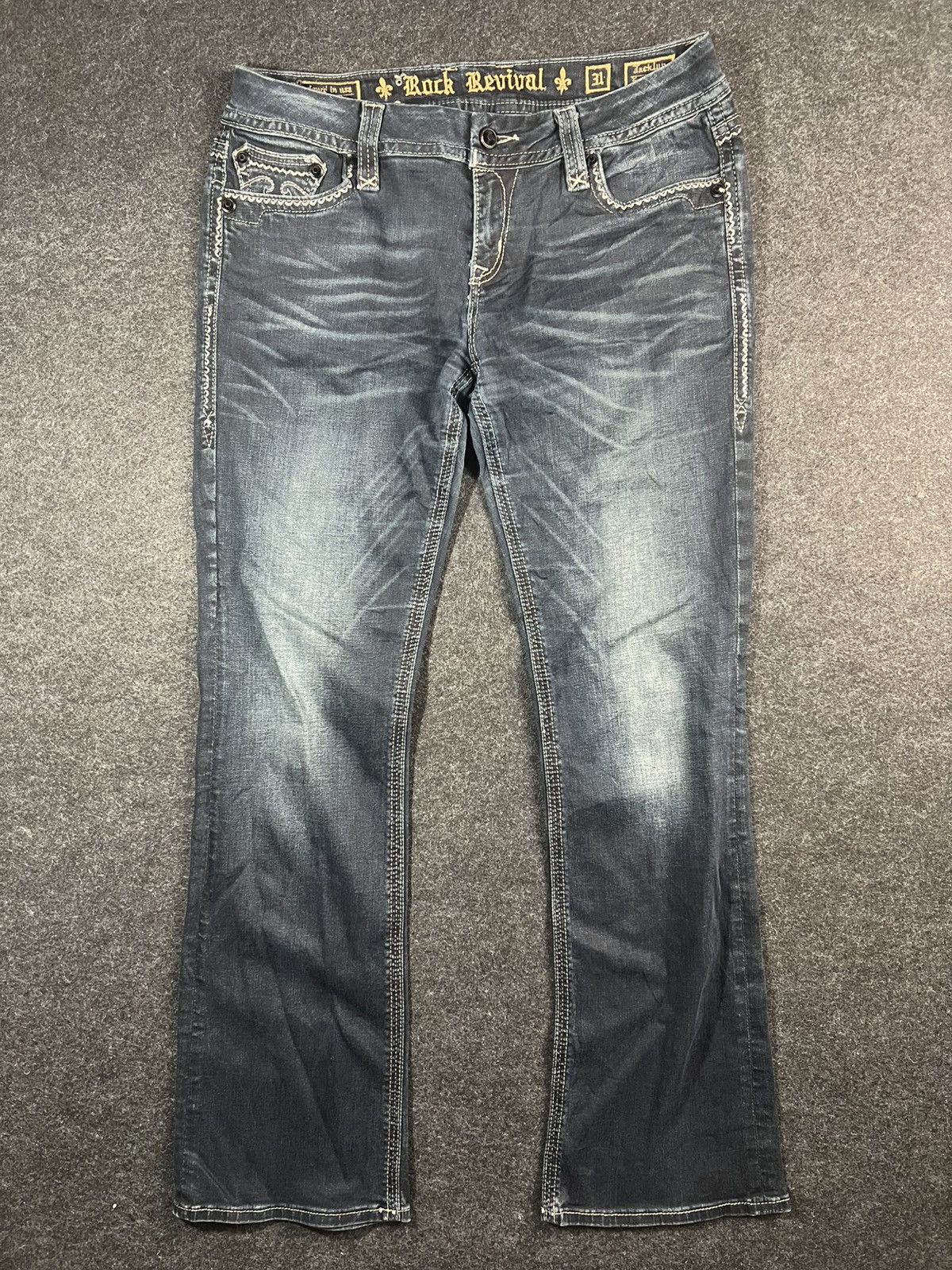 If Six Was Nine Rock Revival Flare Jeans Honeycomb RARE Size US 34 / EU 50 - 1 Thumbnail