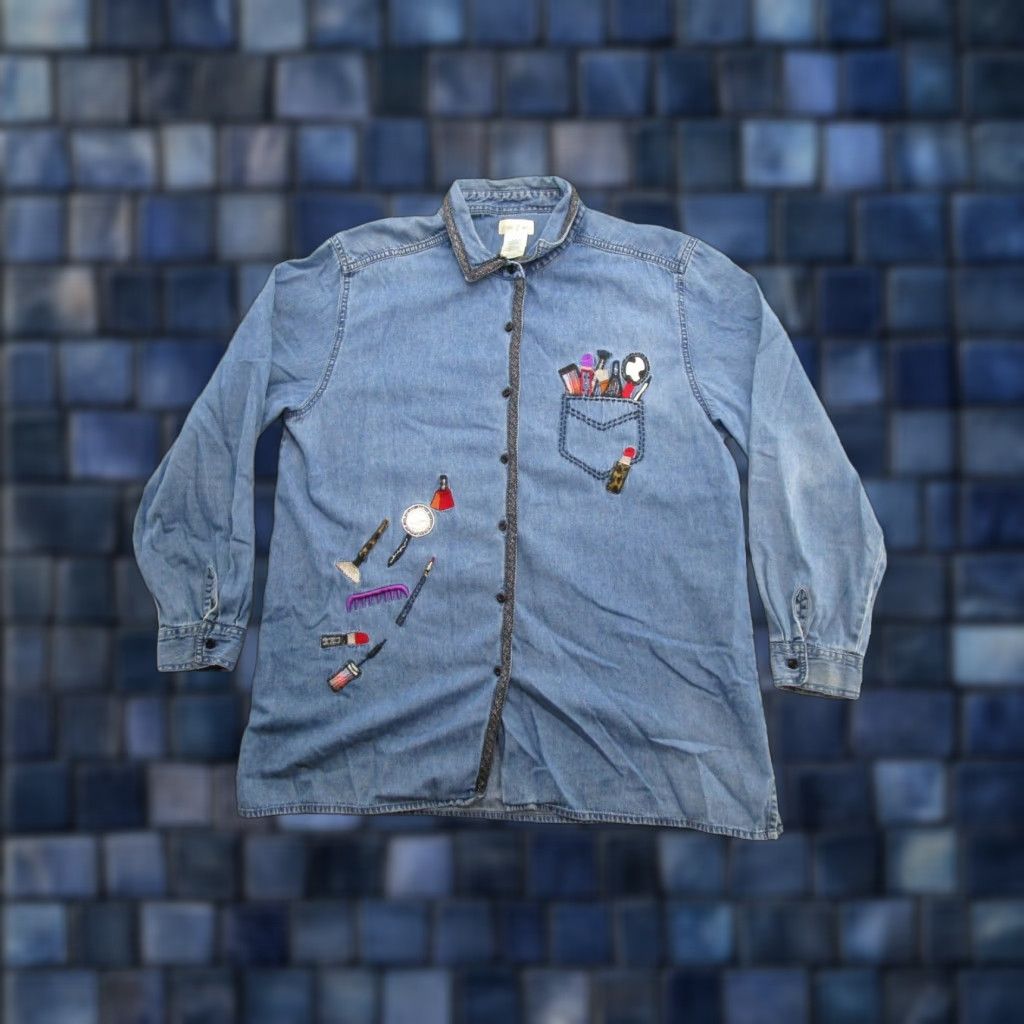 Vintage VINTAGE Bobbie Brooks Denim Long Sleeve Shirt XL Embroidered READ Size XL / US 12-14 / IT 48-50 - 1 Thumbnail