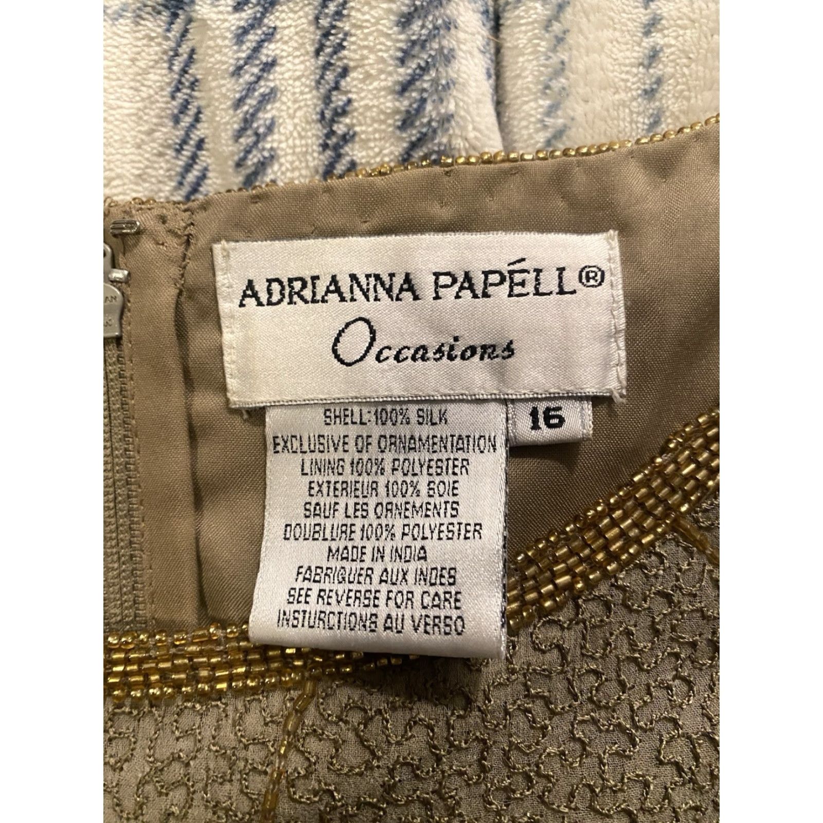 Adrianna Papell VINTAGE Adrianna Papell Blouse Women's Sleeveless Top 100% Silk Beaded Floral Size 16 Beige Round Neck Size XXL / US 16-18 / IT 52-54 - 6 Thumbnail