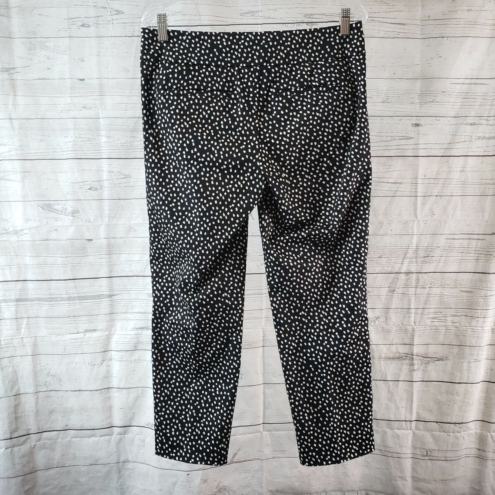 Ann Taylor Ann Taylor LOFT Womens Marisa Cropped Pants Sz 4 Black White Mid Rise Cotton Crop Pants Womens 4 Black Size 27" / US 4 / IT 40 - 3 Thumbnail
