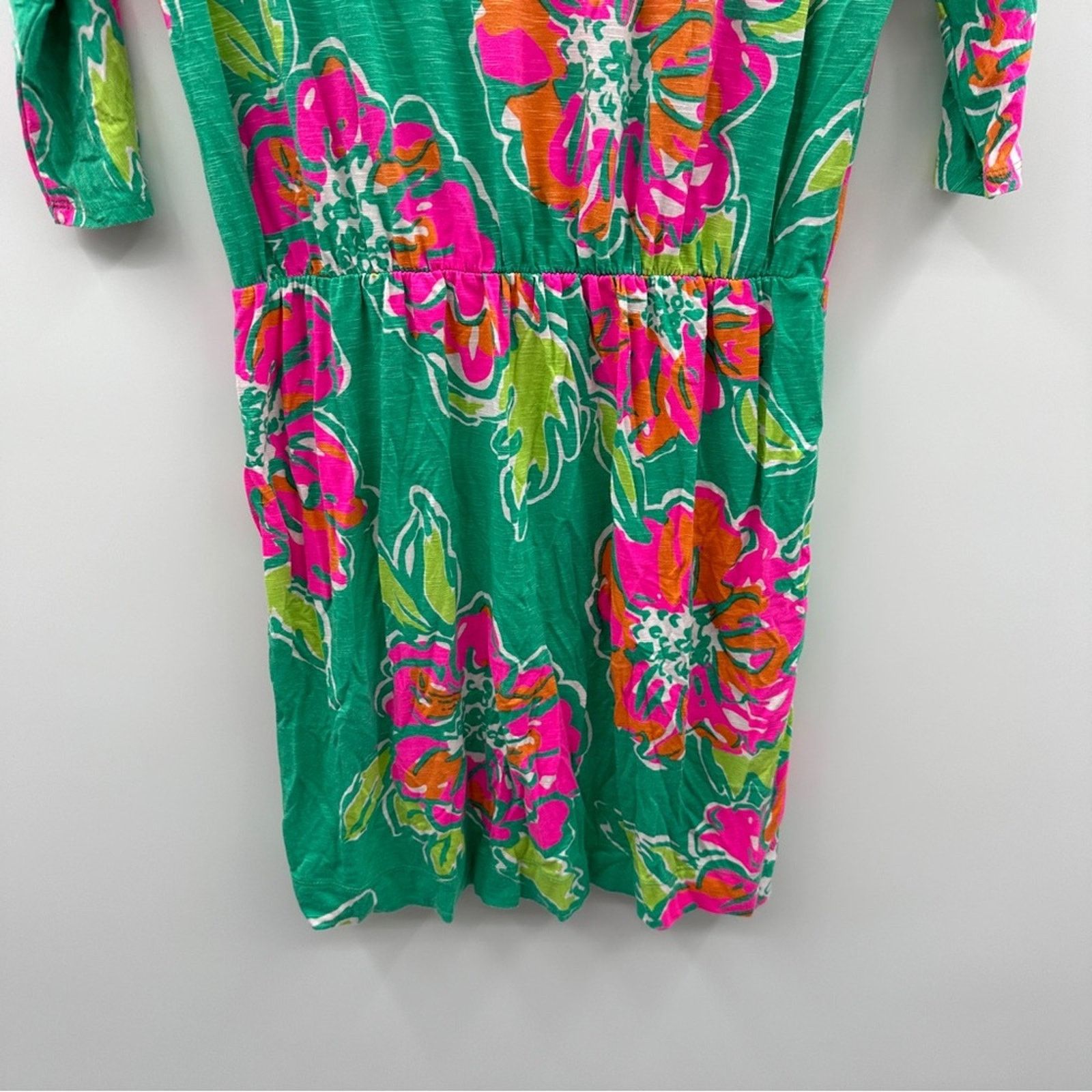 Lilly Pulitzer Lilly Pulitzer Cara Green Orange & Pink Floral Mini Dress Size S / US 4 / IT 40 - 4 Thumbnail