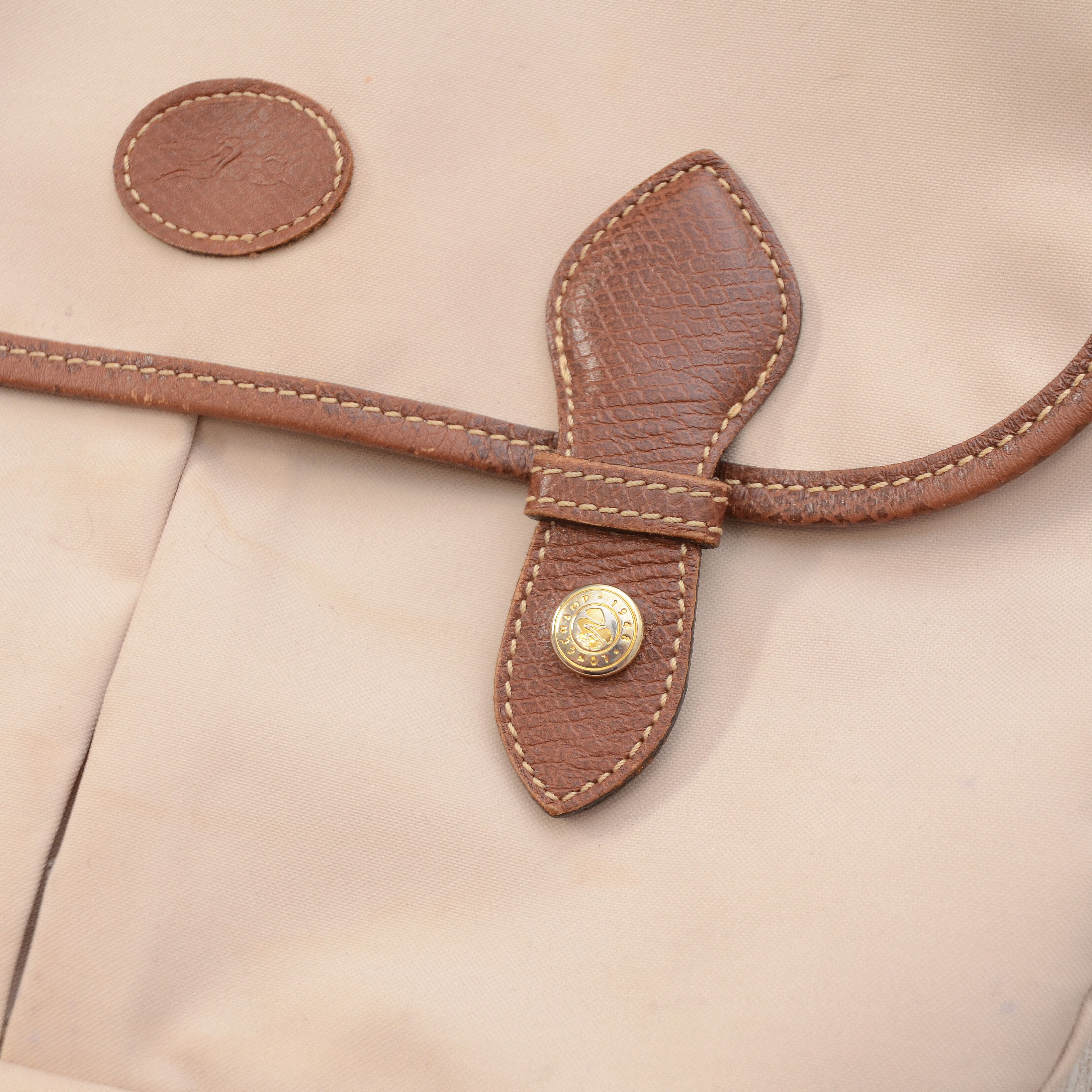 Longchamp Longchamp Le Pliage Crossbody Beige Nylon/Cognac Messenger Size ONE SIZE - 3 Thumbnail