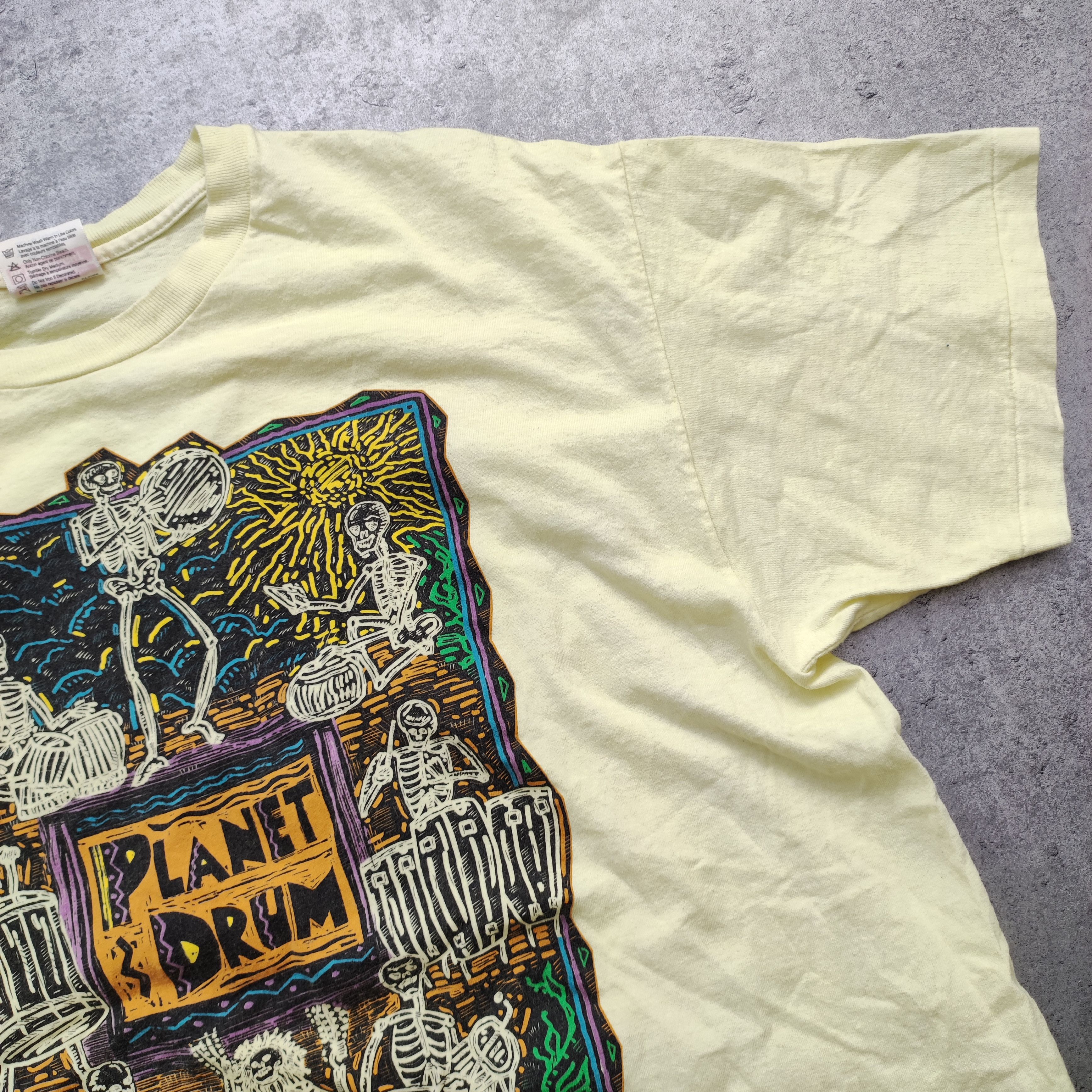 Band Tees × Vintage RARE 1991 Limited Planet Drum Light Yellow Band Promo Tee Size US XL / EU 56 / 4 - 5 Thumbnail