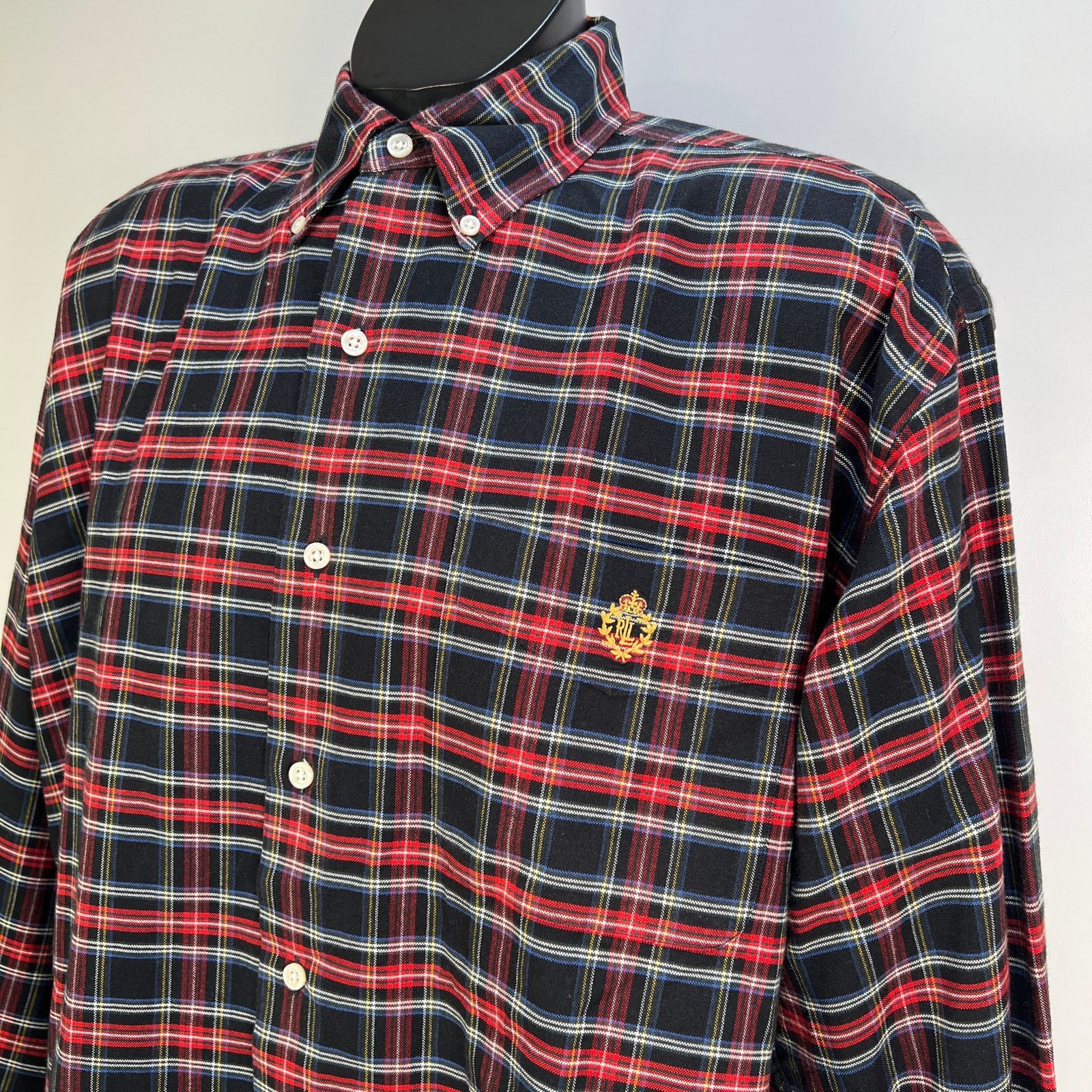 Lauren Ralph Lauren × Vintage Lauren Ralph Lauren Black Plaid Button Down Shirt Size US L / EU 52-54 / 3 - 2 Thumbnail