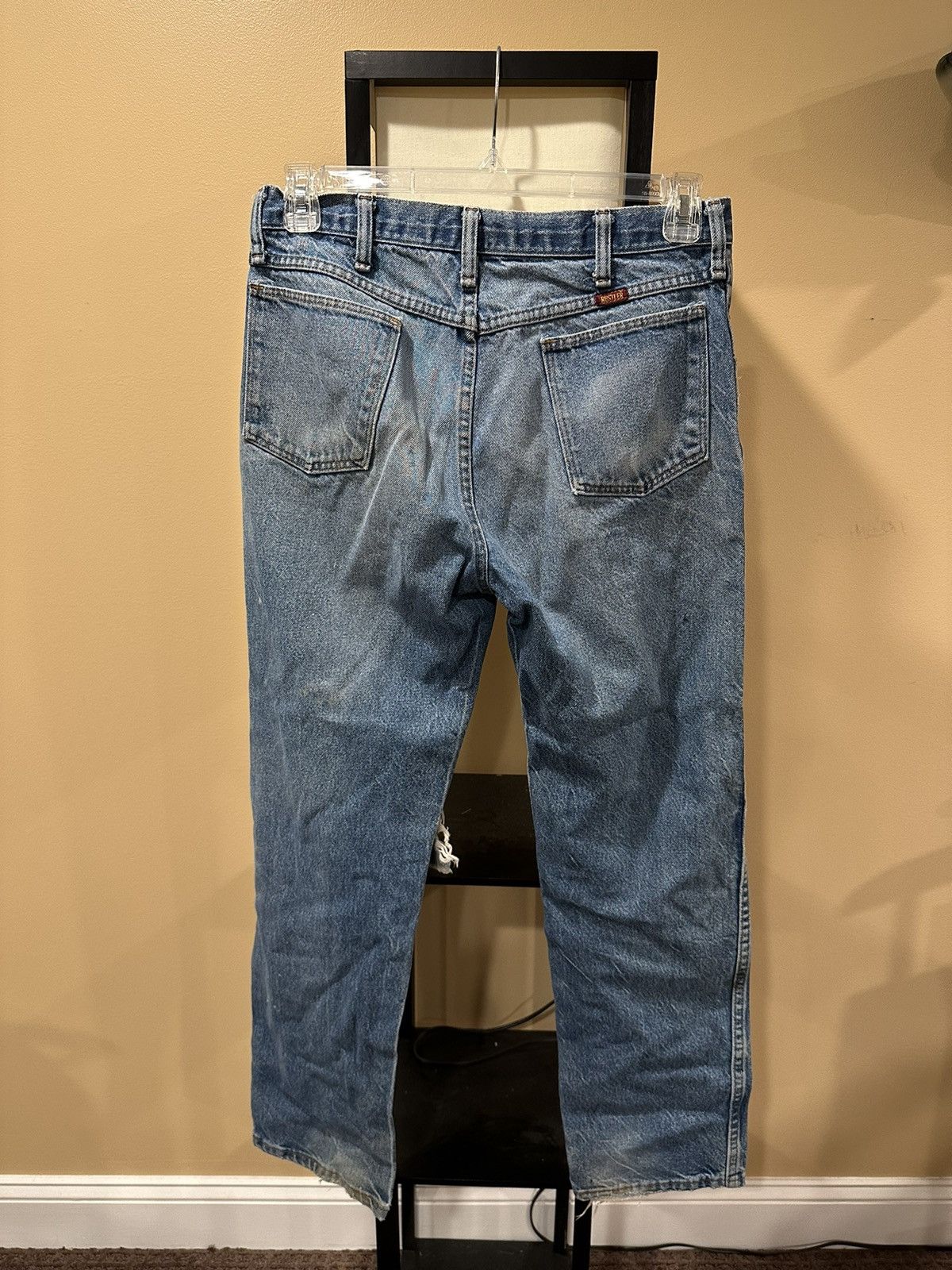 Rustler × Vintage Vintage Rustler Blue Stone Wash Knee Blowout Denim Jeans Size US 32 / EU 48 - 4 Thumbnail