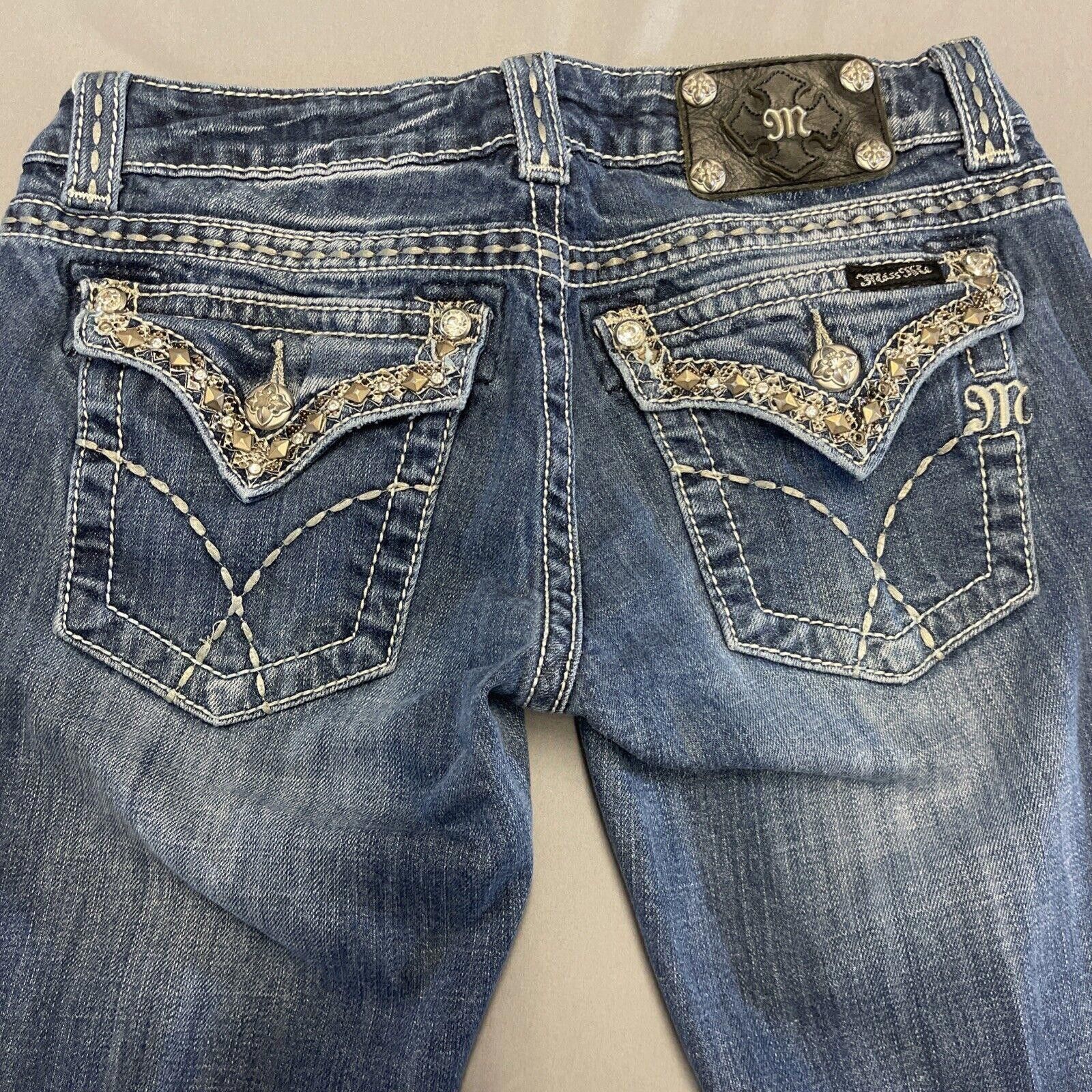 Designer MISS ME JW7132B Boot Rhinestone Bootcut Denim Jeans SIZE 28 Size 28" / US 6 / IT 42 - 1 Thumbnail