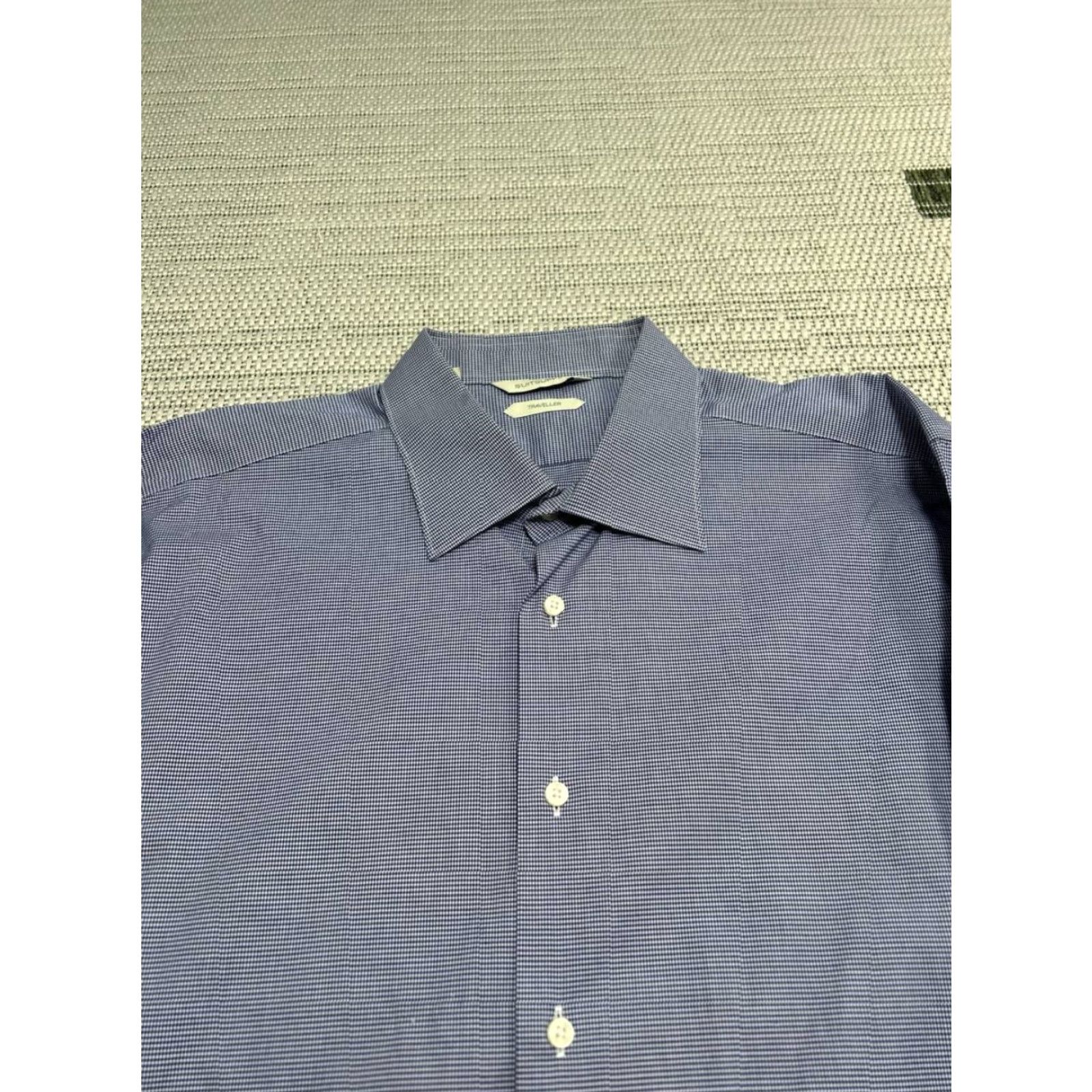 Suitsupply Suitsupply Traveller Dress Shirt Mens 17.5 Blue Check Cotton Button Up Formal Shirt Size 46R - 2 Thumbnail