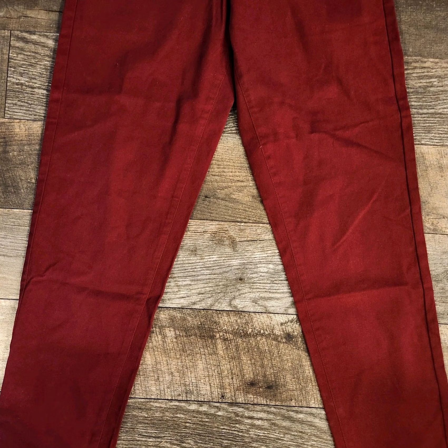 Vintage Plaid & Plain Chino Pants Mens 29x30 Skinny Stretchy Burgundy Red NWT Size US 29 - 4 Thumbnail