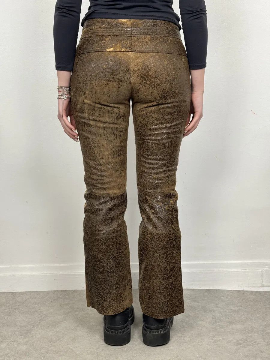 Roberto Cavalli AW2000 Roberto Cavalli Brown Eroded Leather Burnt Pants Size 26" / US 2 / IT 38 - 4 Thumbnail
