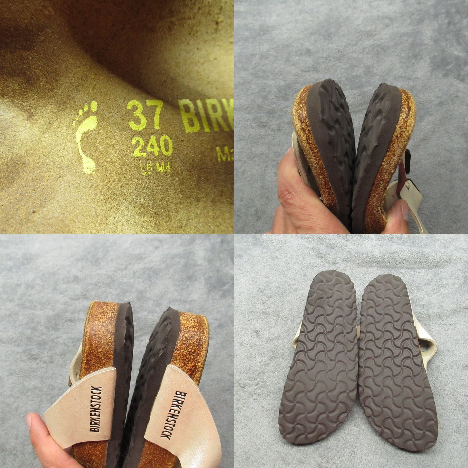 Birkenstock Birkenstock Gizeh Sandals Women 6 Men 4 Thong Pearl White Metallic Cork 37 Size US 6 / IT 36 - 8 Thumbnail
