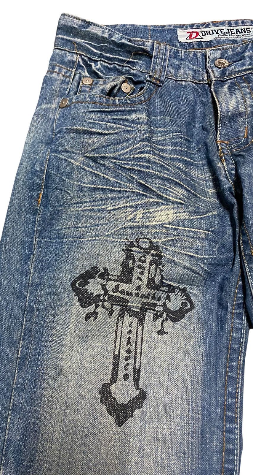 If Six Was Nine Rare Design Vintage Japanese Brand Drive Flared Jeans 2000s Size US 27 - 5 Thumbnail