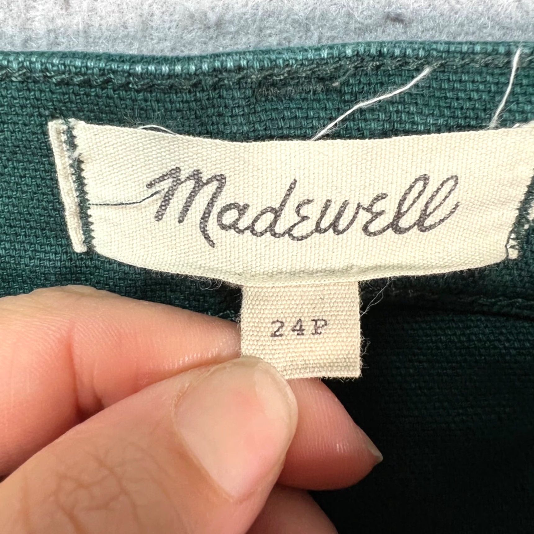 Madewell Madewell Womens Pants Casual 24P Petite Green Wide-Leg Cropped Cotton Blend 26.5in Inseam Womens Size 42" / US 20 - 3 Thumbnail