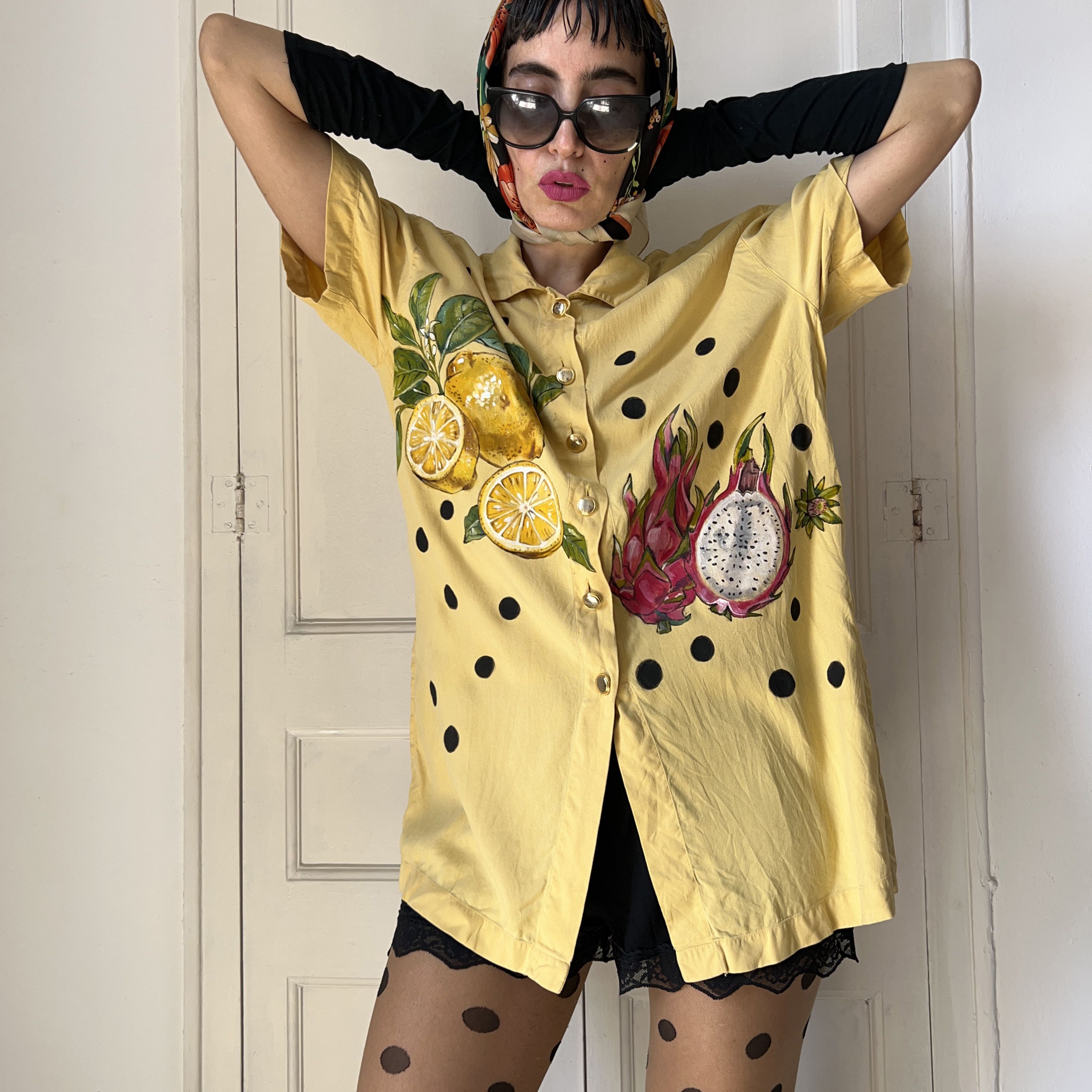 Escada Hand Painted Escada Reworked Fruits Polka Dots Blouse Size M / US 6-8 / IT 42-44 - 5 Thumbnail