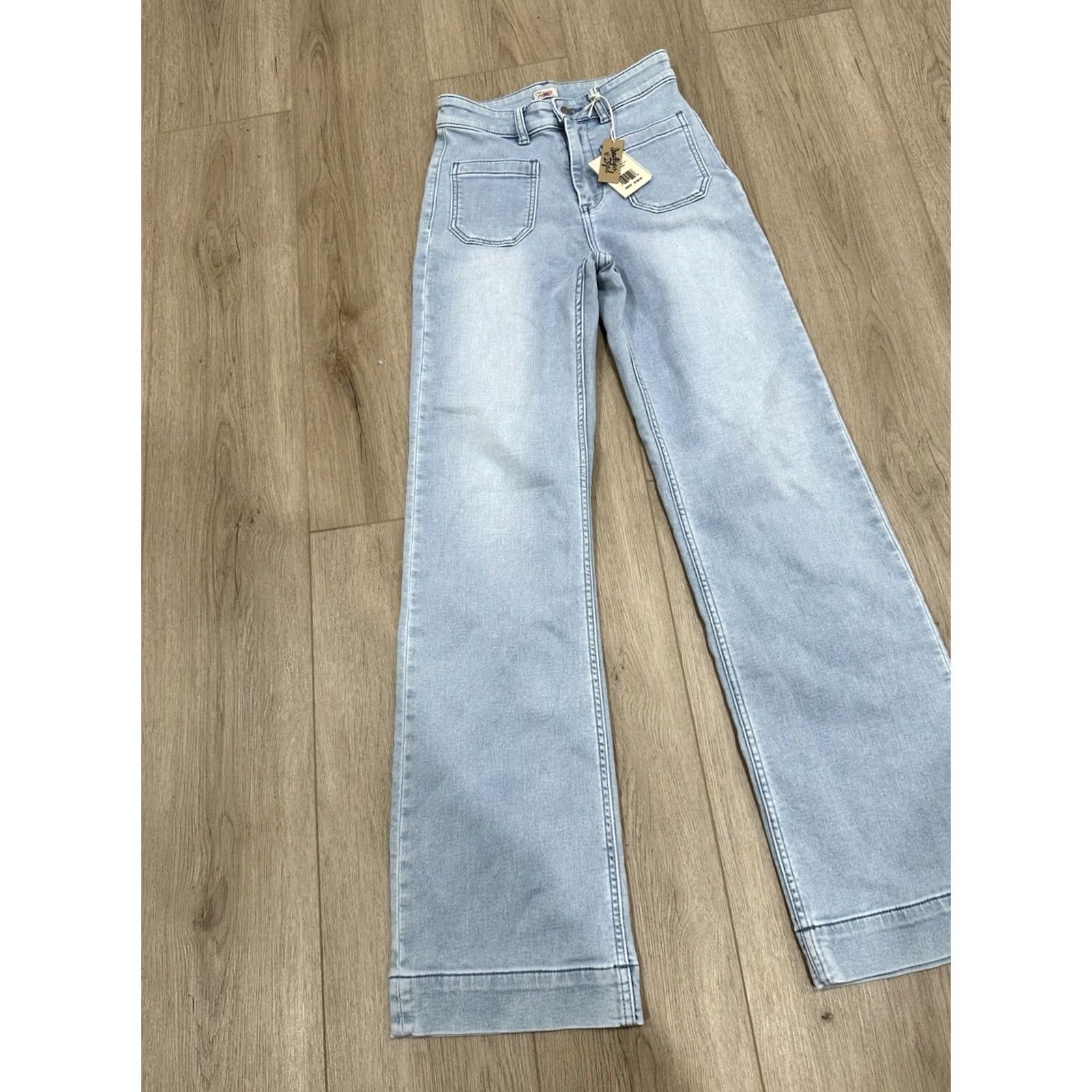 Faherty NWT Faherty Jeans Wide-Leg Patch Pocket Cotton Blend 25 Blue Womens Size 42" / US 20 - 3 Thumbnail