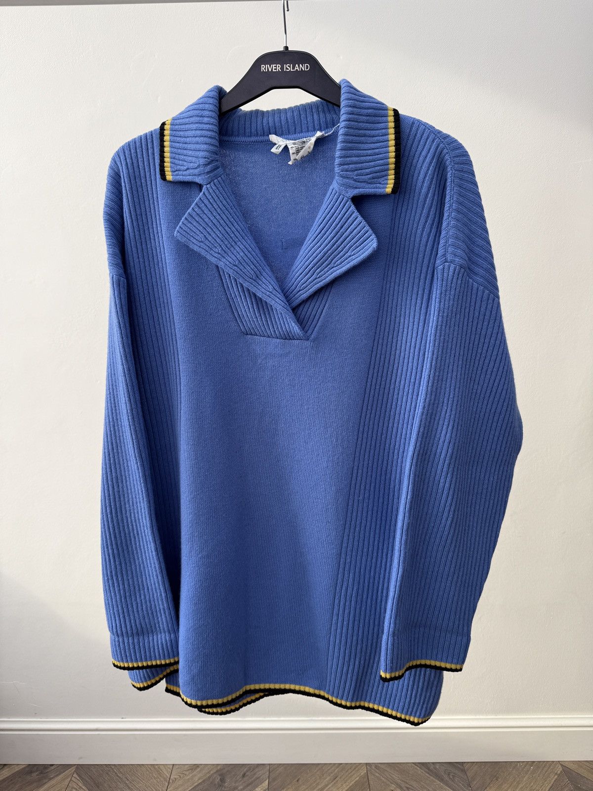 Escada Vintage ESCADA Blue Ribbed Knit Sweater Polo Collar Women Size M / US 6-8 / IT 42-44 - 2 Thumbnail