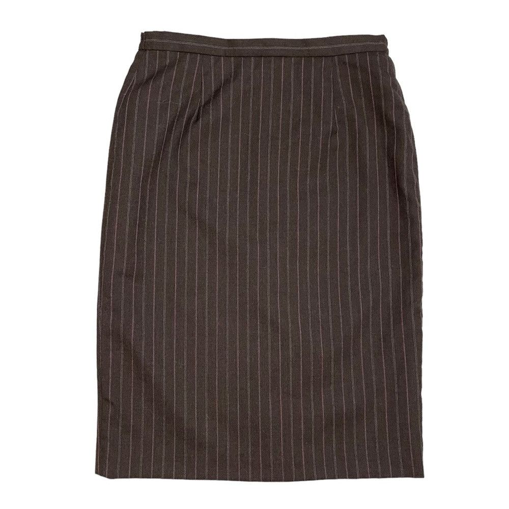 Other Alfred Dunner Wool Brown Striped Pencil Skirt Size 8 Petite Size 30" / US 8 / IT 44 - 2 Thumbnail