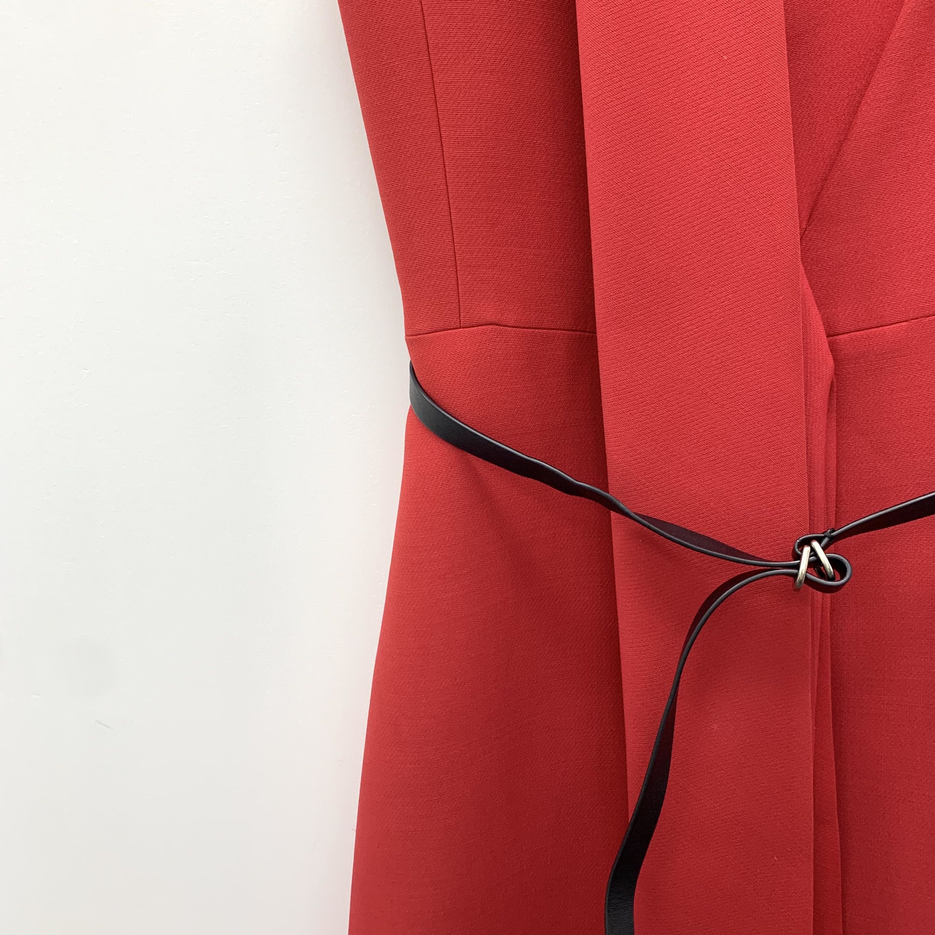 Dior CW0440 Christian Dior Red Sleeveless Belted Midi Dress Size XS / US 0-2 / IT 36-38 - 4 Thumbnail