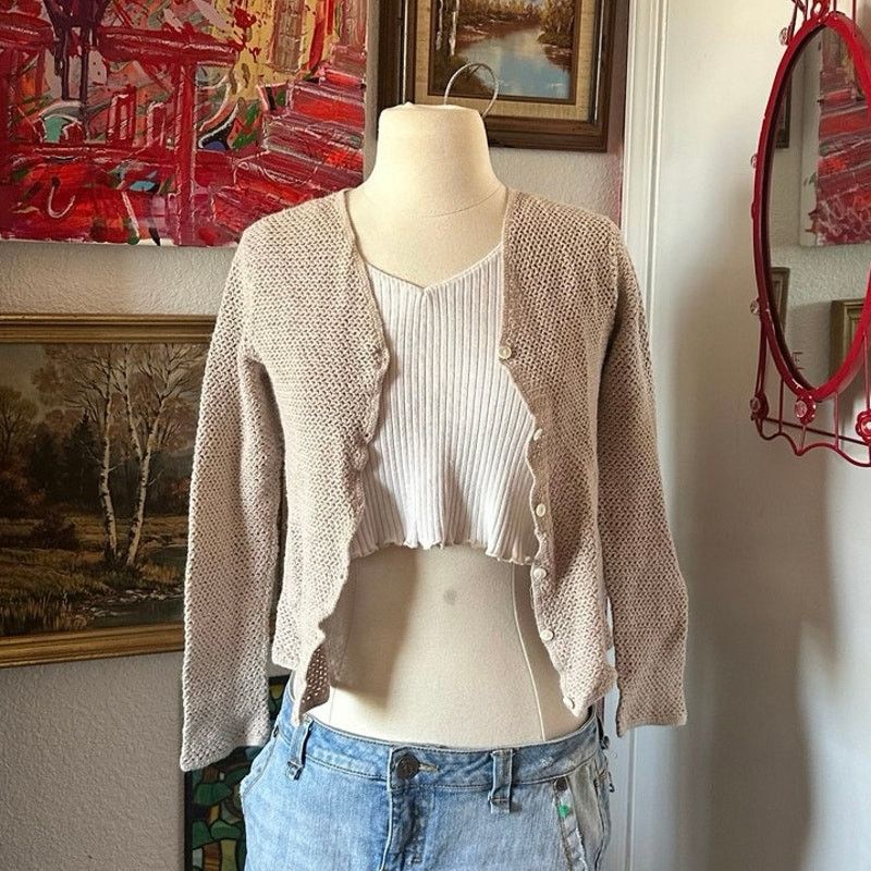 Other charter club beige knit long sleeve cardigan Size S / US 4 / IT 40 - 1 Thumbnail