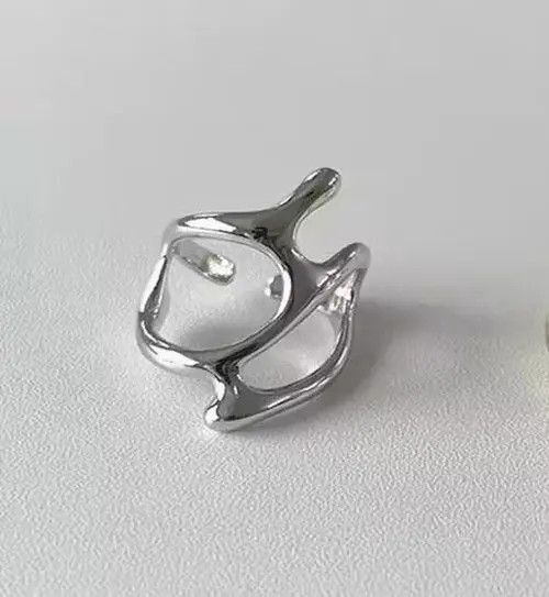 Jewelry Abstract Ring Slime Silver Modern Punk Art Psychedelic Size ONE SIZE - 6 Thumbnail