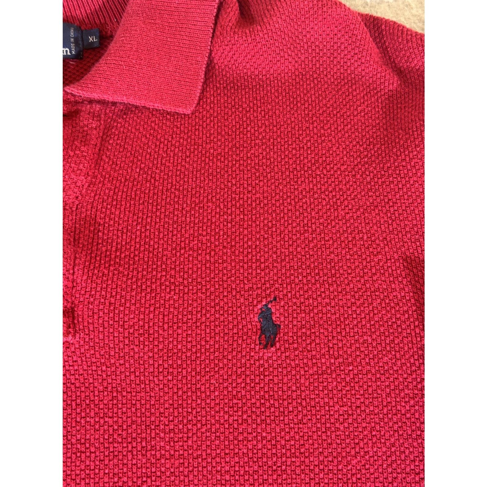 Polo Ralph Lauren Polo Ralph Lauren Sweater Mens XL Red Knit Collared Pullover Cotton Preppy Size US XL / EU 56 / 4 - 2 Thumbnail