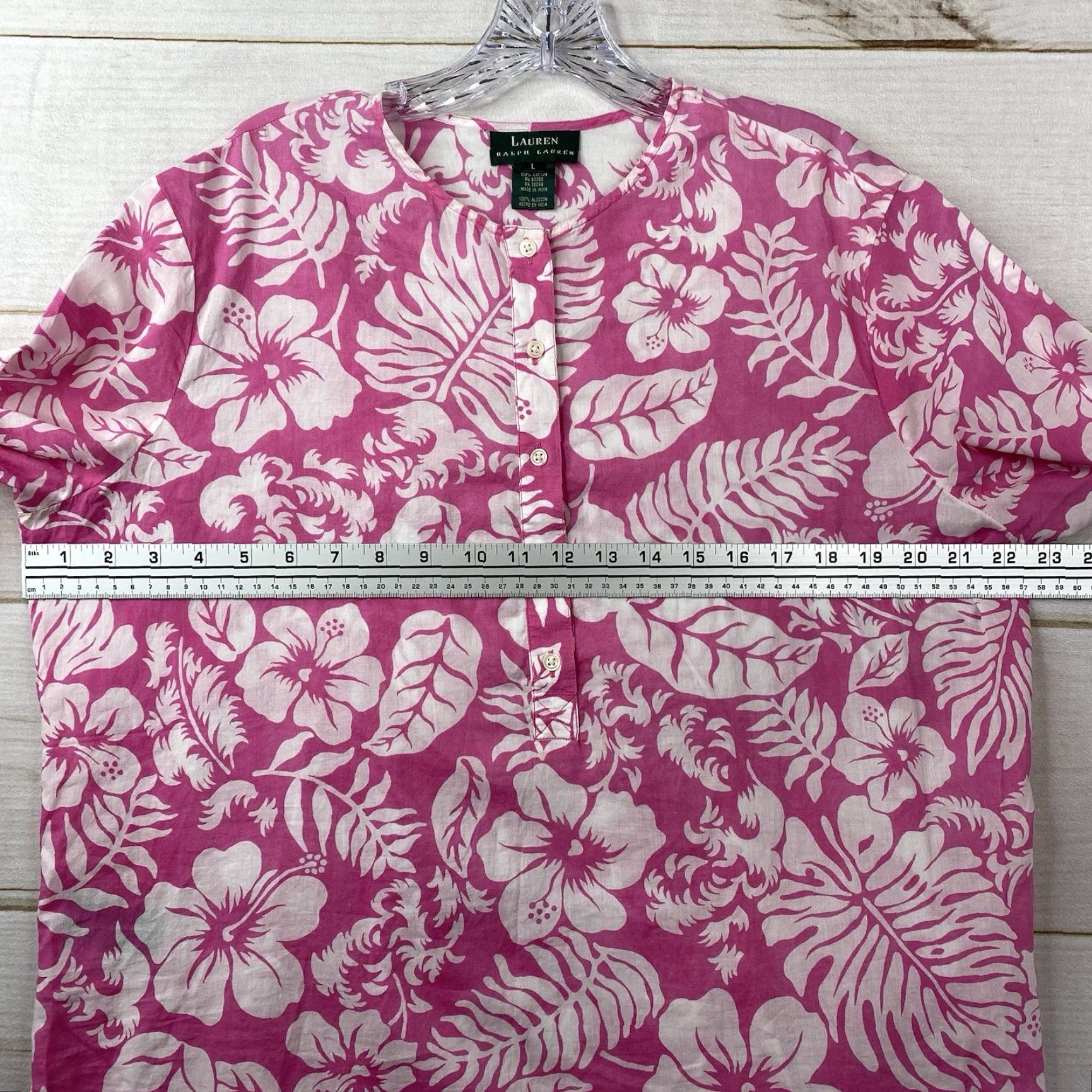 Ralph Lauren Ralph Lauren LRL Top Womens L Pink White Floral Lightweight Cotton Button Up Shirt Womens Colorful Floral 3/4 Sleeve Casual Size L / US 10 / IT 46 - 5 Thumbnail