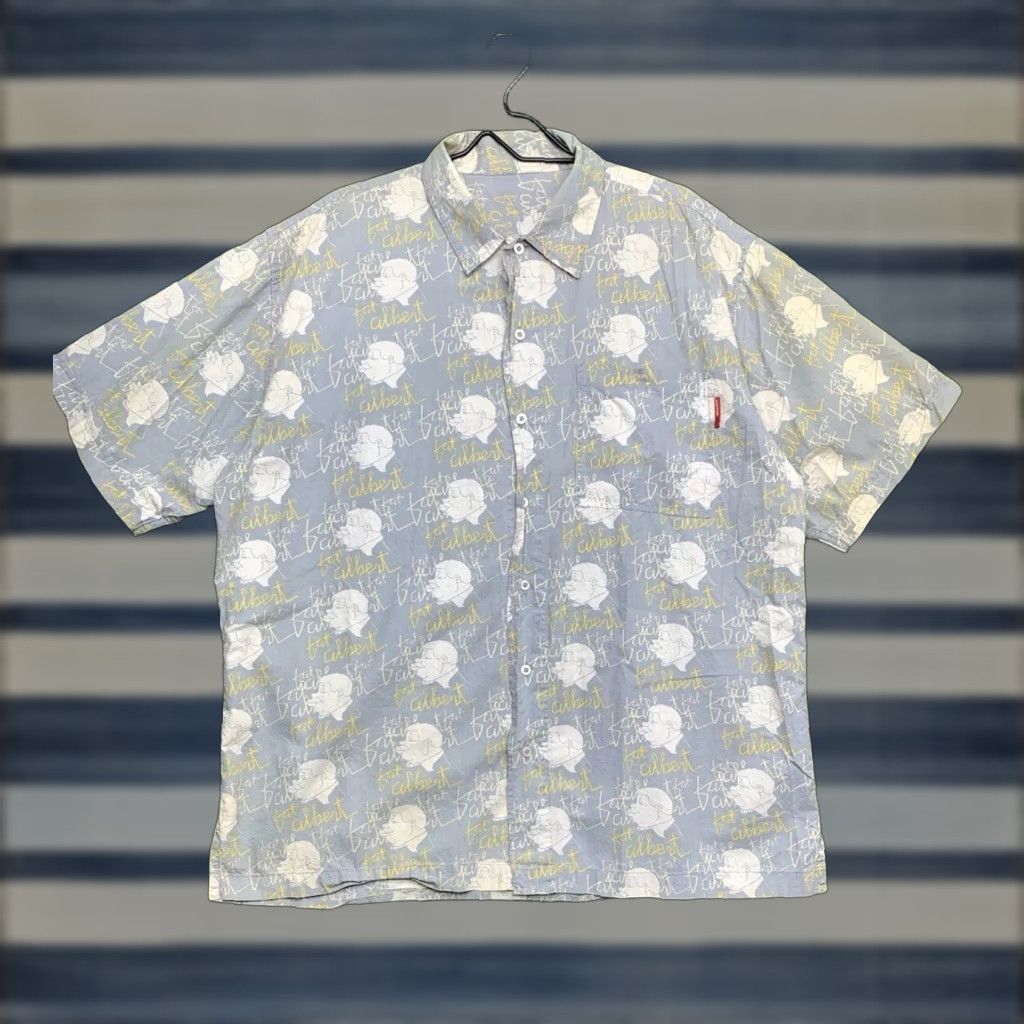 Fubu VINTAGE FUBU Shirt Mens XL Fat Albert AOP 90s Rap Hip Hop Loose Fit y2k Baggy Gray Cotton Polyester Button-Up Short Sleeve 袖? Size US XL / EU 56 / 4 - 1 Thumbnail