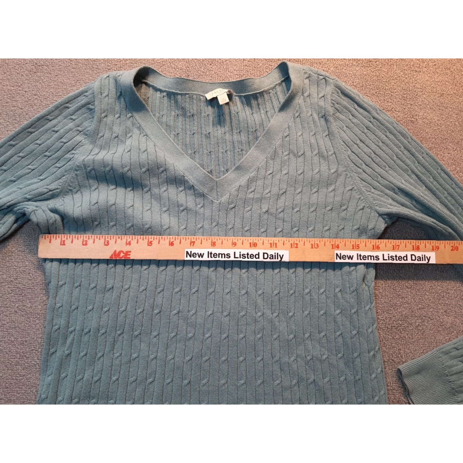 Talbots TALBOTS Women's Sweater Knit Crew Neck Blue M Medium Pullover Knit Wool Cotton Blend Regular Size M / US 6-8 / IT 42-44 - 3 Thumbnail