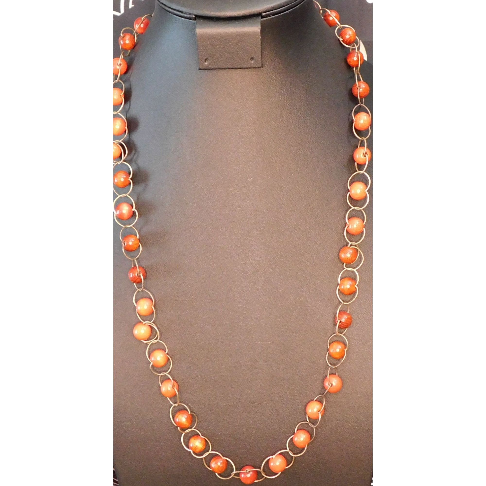 Other Rustic Wood Beaded Metal Loop Link Necklace Size ONE SIZE - 1 Thumbnail