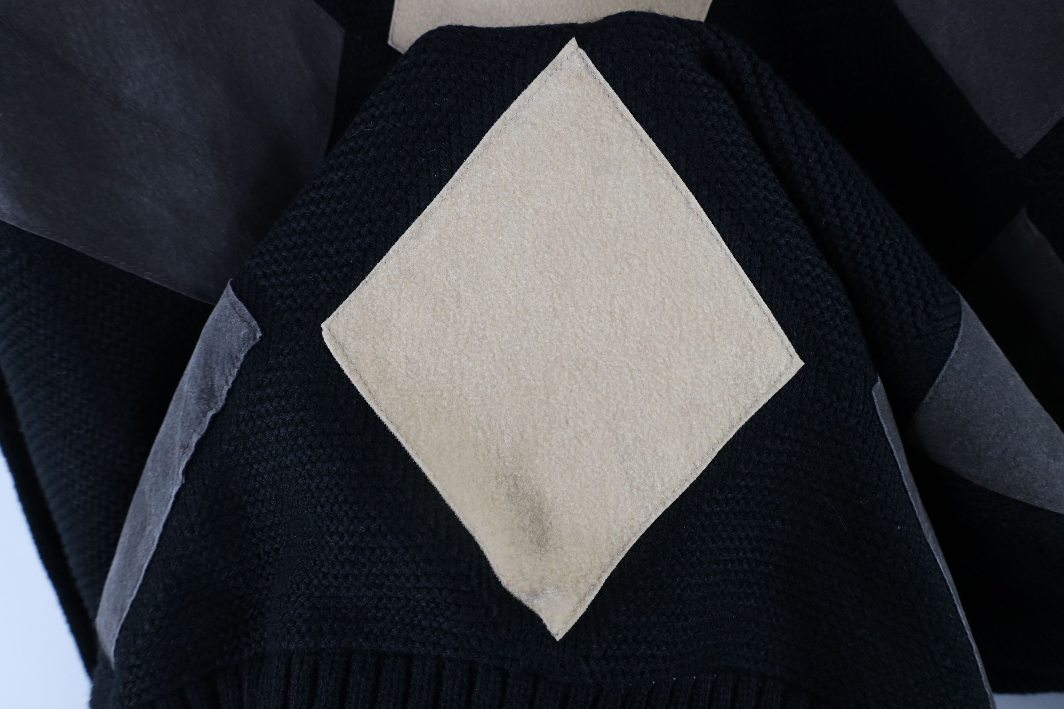 Vintage Vintage 90s Streetwear Diamond Mock Neck Knit Sweater Black Size US XL / EU 56 / 4 - 5 Thumbnail