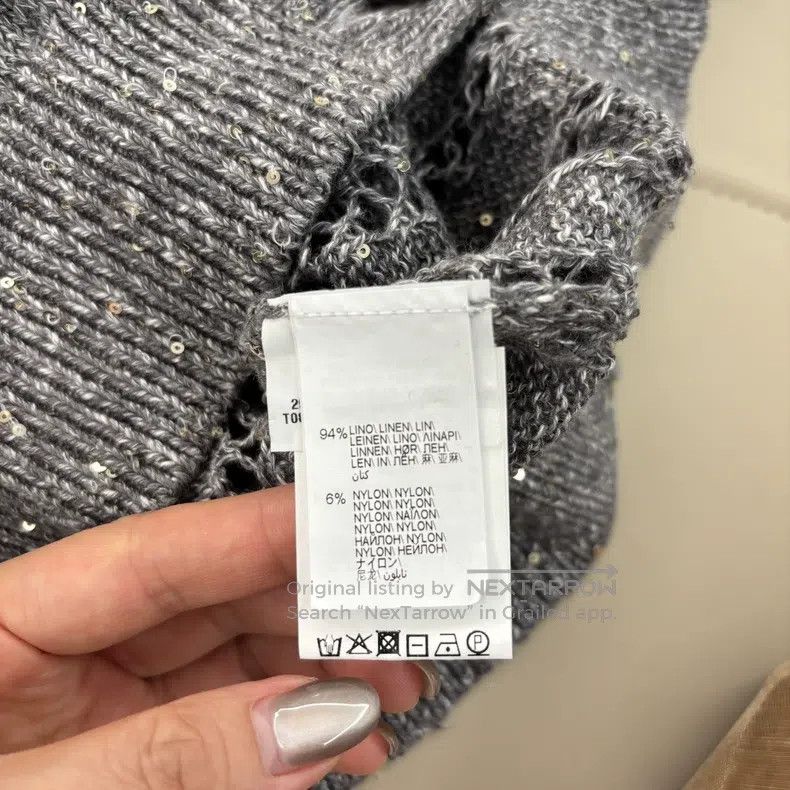 Brunello Cucinelli Brunello Cucinelli Grey Sequin Knit Cardigan with Netted O Size S / US 4 / IT 40 - 3 Thumbnail