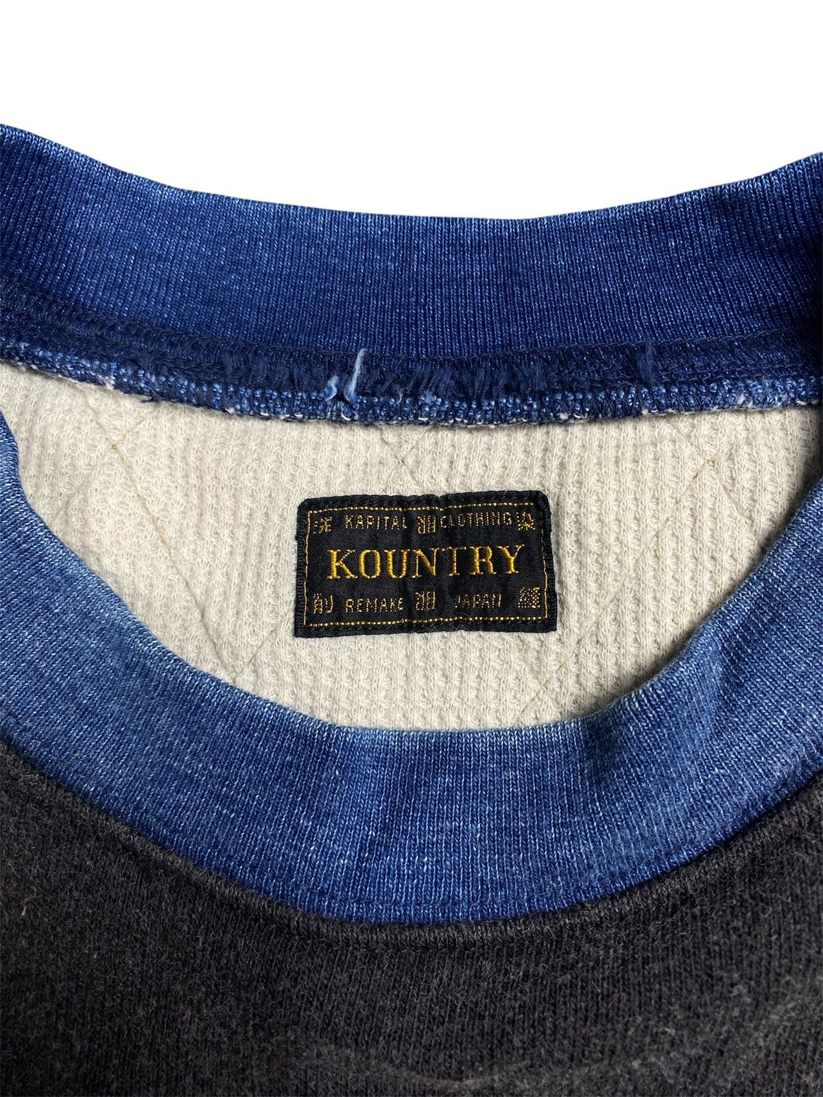 Kapital Kapital Kountry Indigo Waffle Two-Tone Sweater Size US L / EU 52-54 / 3 - 9 Thumbnail