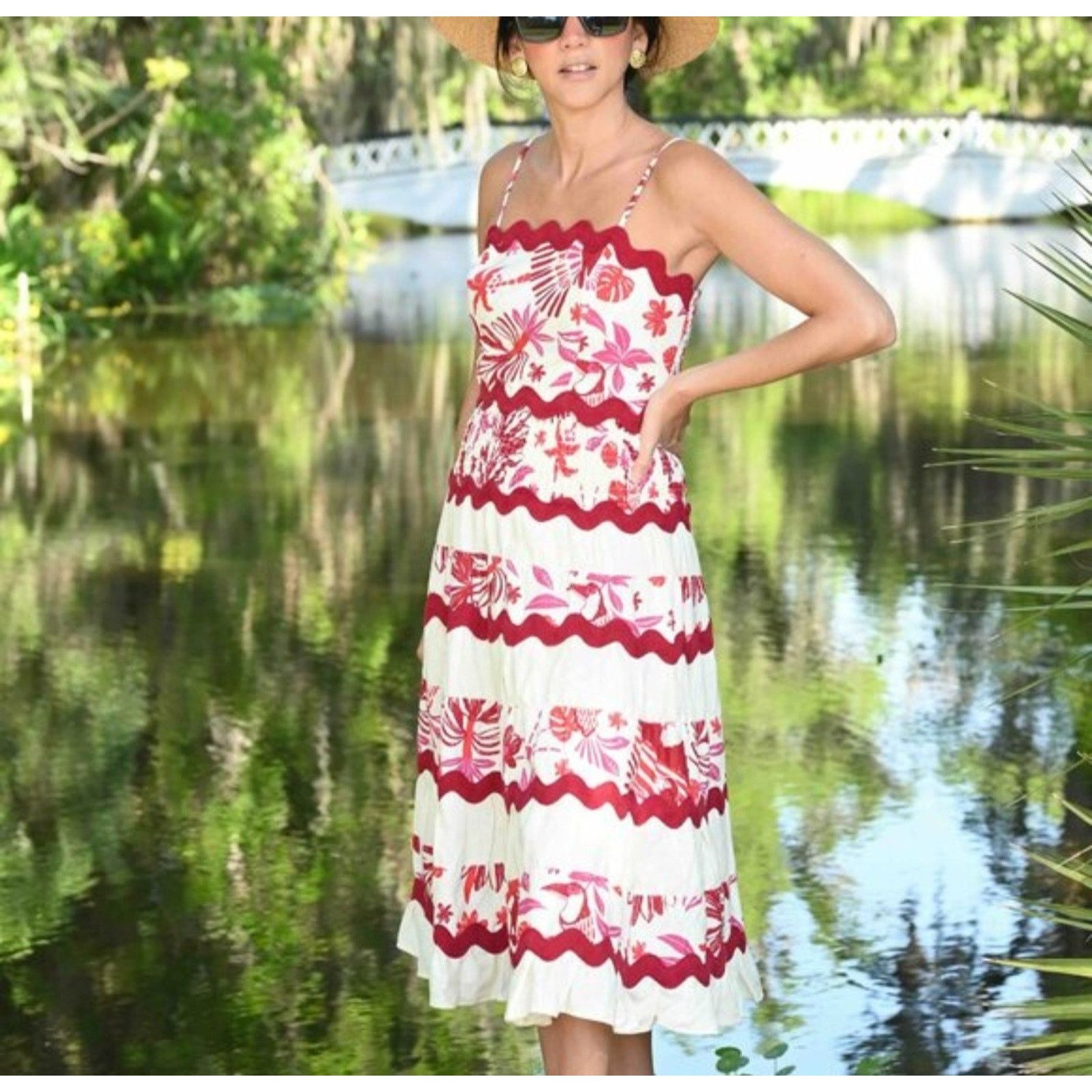 CAROLINE CONSTAS Caroline Constas Pink & White Floral Linen Two Piece Set Size M / US 6-8 / IT 42-44 - 4 Thumbnail