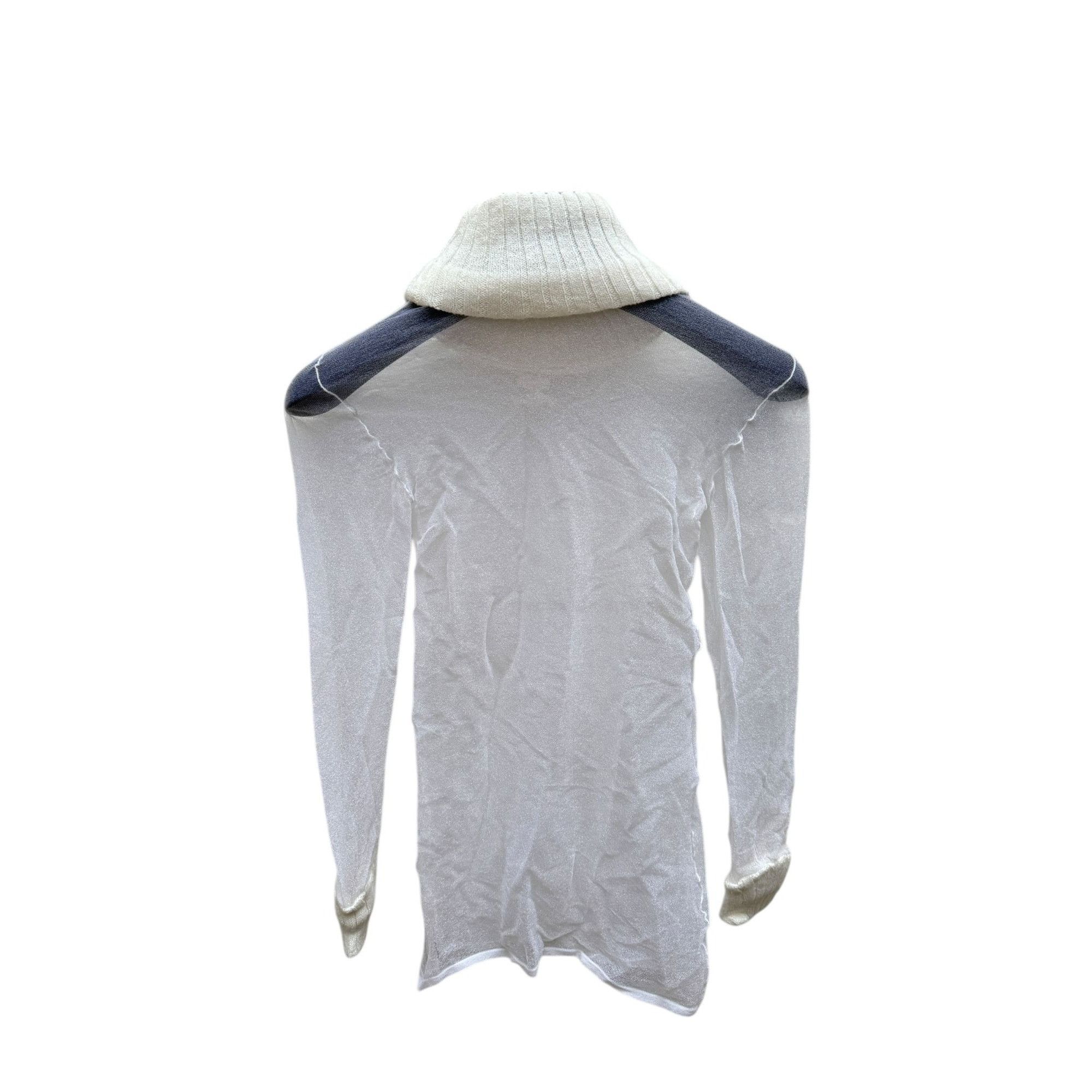 Courreges Vintage 1970s White Nylon + Wool Rib Rollneck Size XS / US 0-2 / IT 36-38 - 3 Thumbnail
