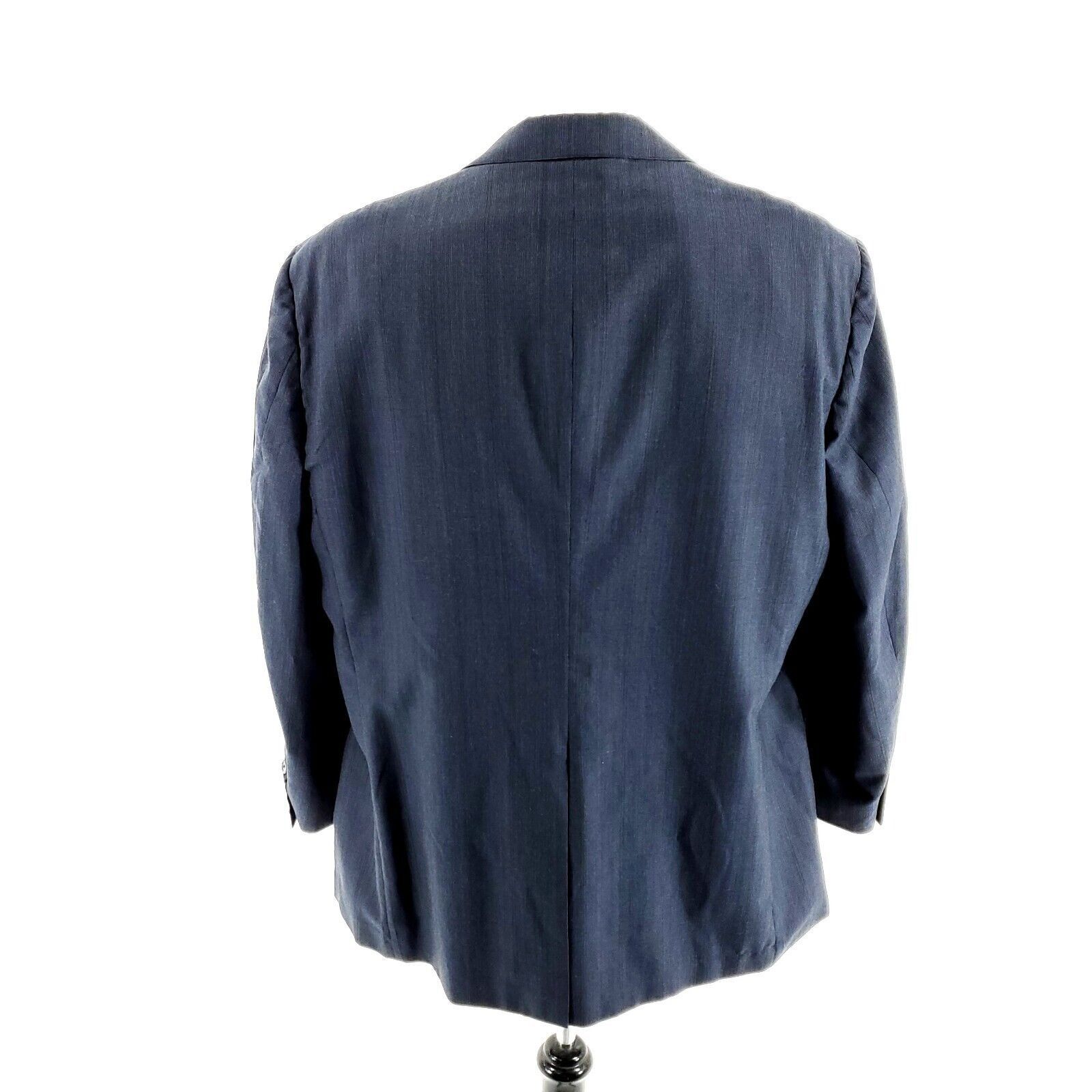 Hart Schaffner Marx DAMAGED Hart Schaffner Marx Wool 2 Button Blazer 44R Blue Po Size 44R - 6 Thumbnail