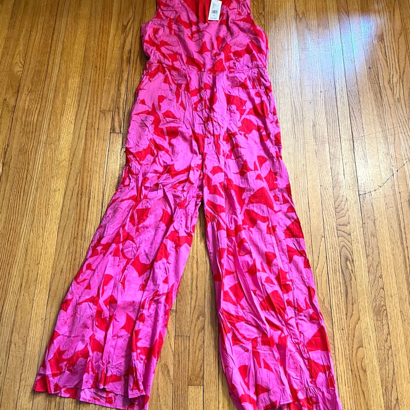 Vineyard Vines Vineyard Vines Jumpsuit Womens 12 Tropical Floral Eomper Wide Leg Vacation Pink Womens Size 12 Pink One-Piece Fashion Dress? Size 34" / US 12 / IT 48 - 2 Thumbnail