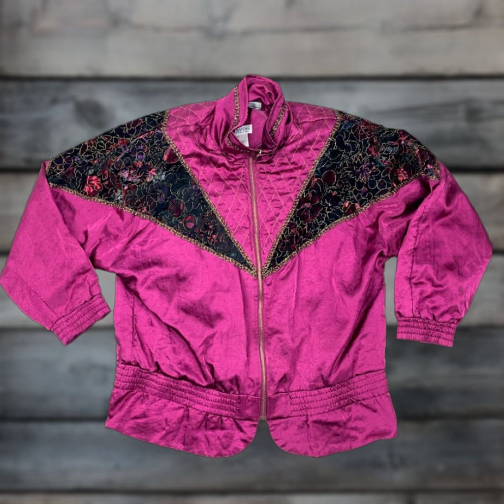 Vintage VINTAGE Lavon 90s Windbreaker Jacket Women's Large Pink Floral Quilted Lightweight Full-Zip Retro Size L / US 10 / IT 46 - 1 Thumbnail
