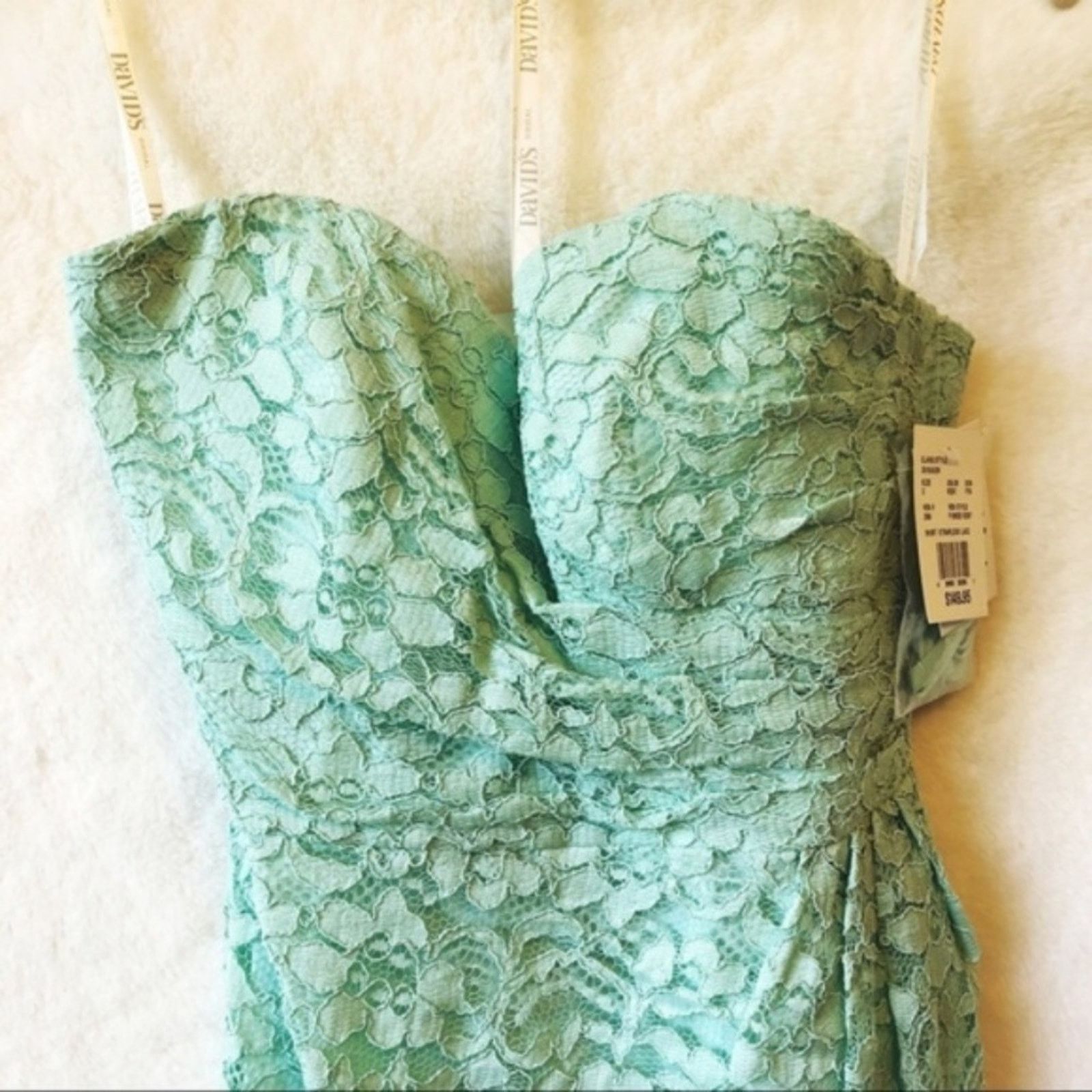 Other David’s Bridal Teal Short Strapless Lace Dress Size XS / US 0-2 / IT 36-38 - 8 Thumbnail