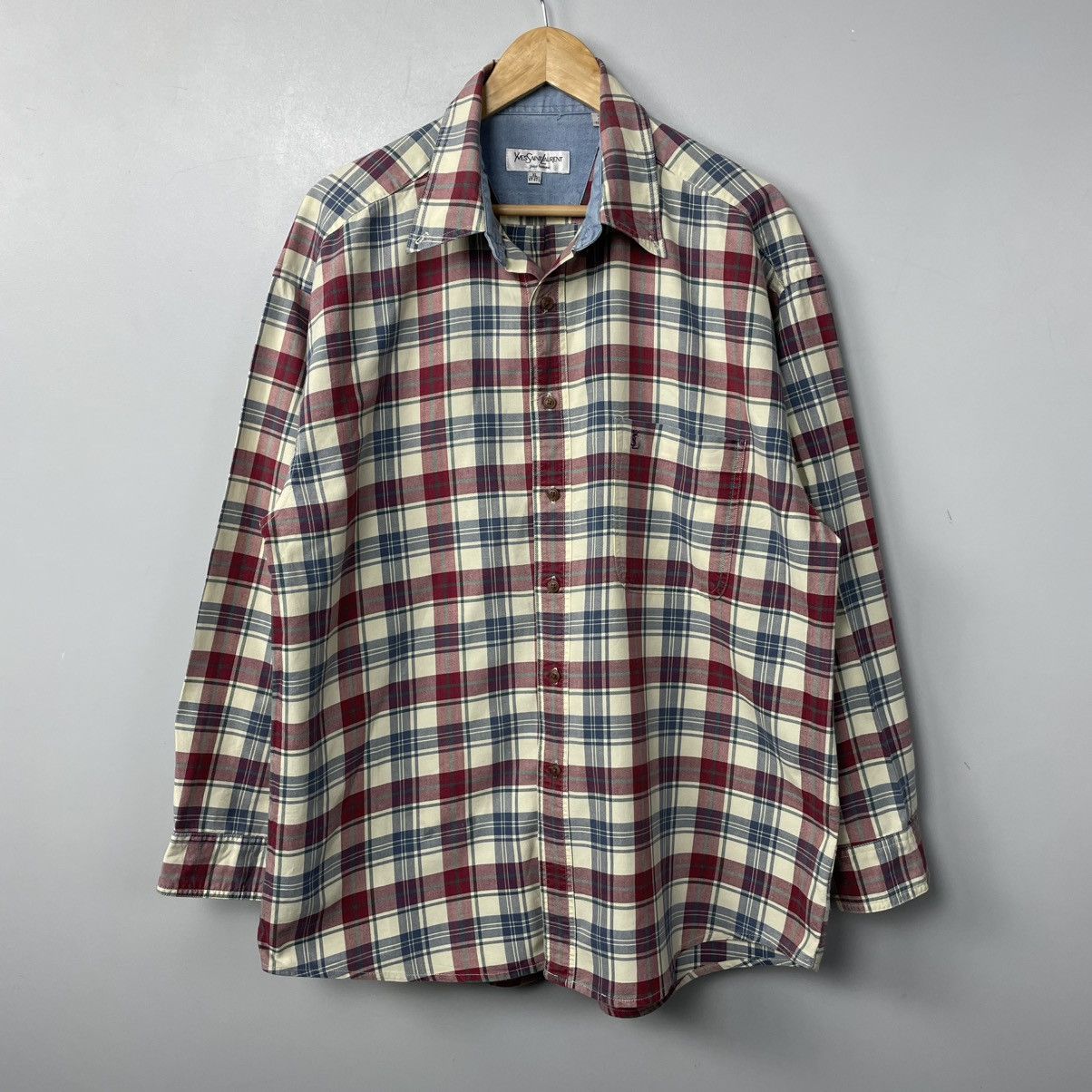 Yves Saint Laurent Vintage Yves Saint Laurent (YSL) Plaid Flannel Button Shirt Size US XL / EU 56 / 4 - 1 Thumbnail