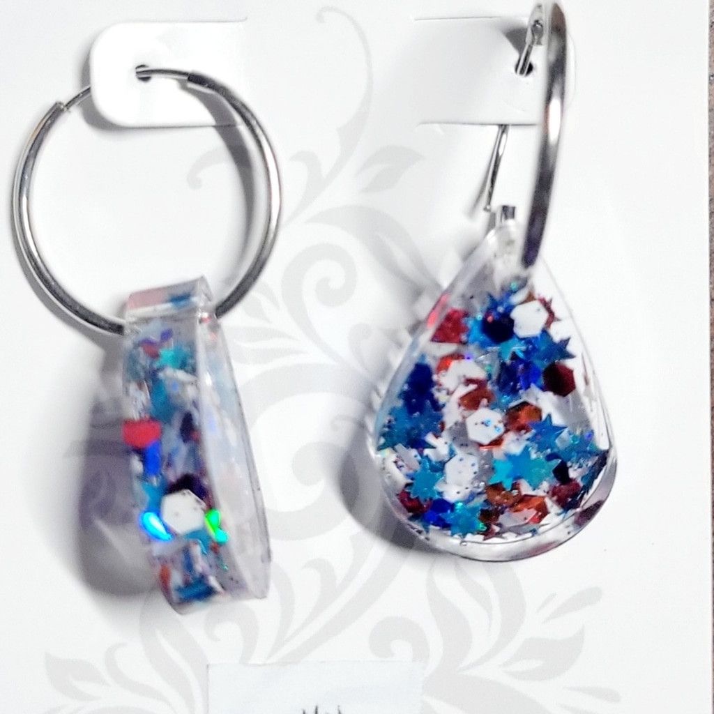 Handmade Patriotic 4th Of July Red White And Blue Teardrop Earrings Size ONE SIZE - 4 Thumbnail