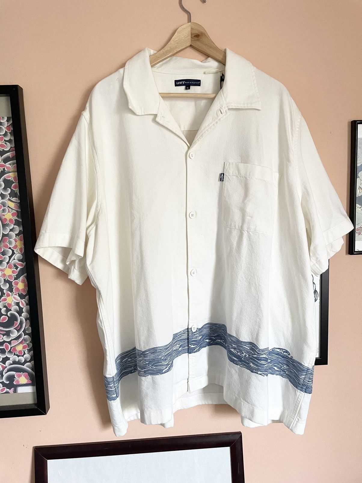 Levi's Levi’s Made & Crafted Wave Embroidery Camp Collar Overshirt Size US XL / EU 56 / 4 - 2 Thumbnail