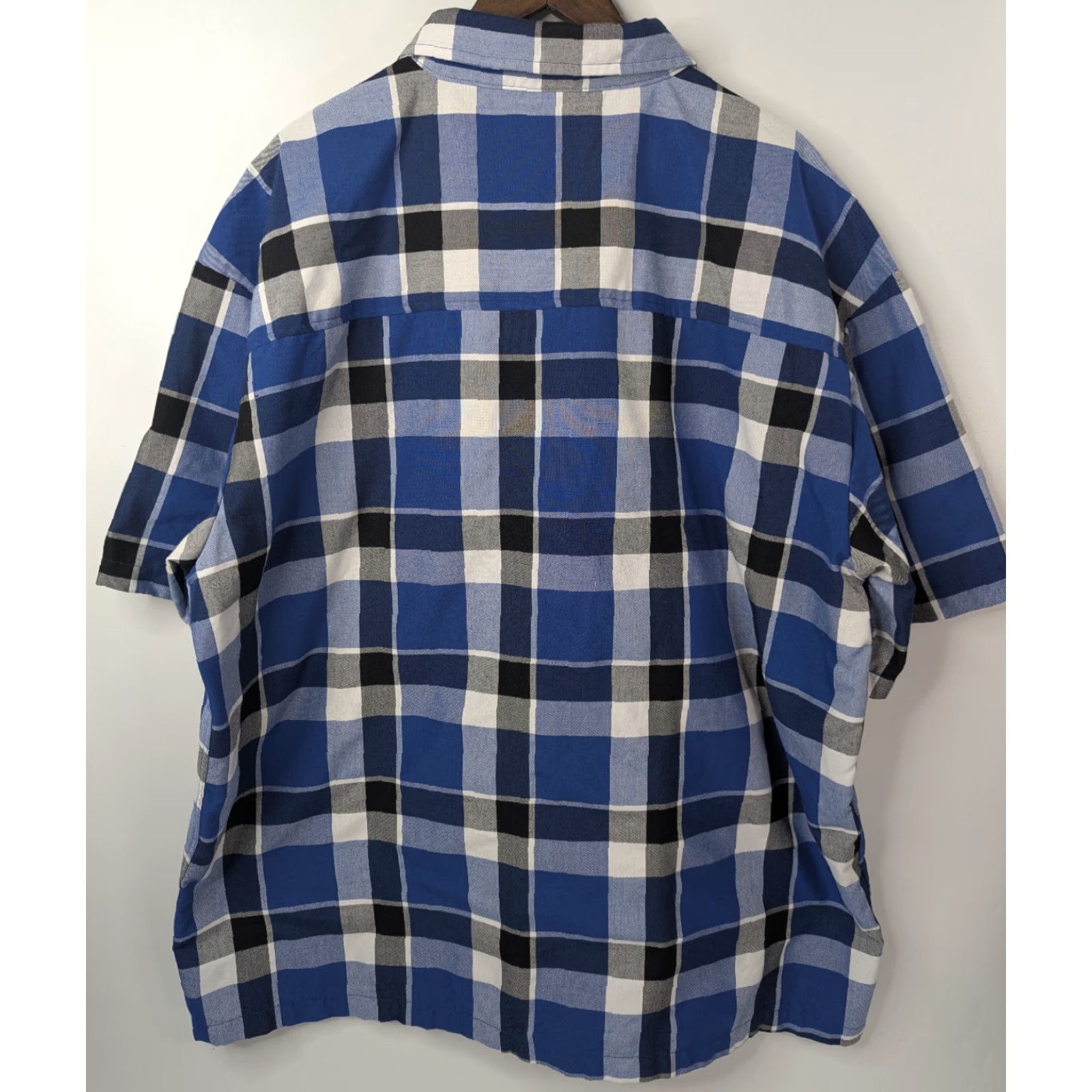Vintage Yago Button-Up Shirt Men 3XL Short Sleeve Blue Plaid Fashion Casual Workwear Shirt Size US XXL / EU 58 / 5 - 4 Thumbnail