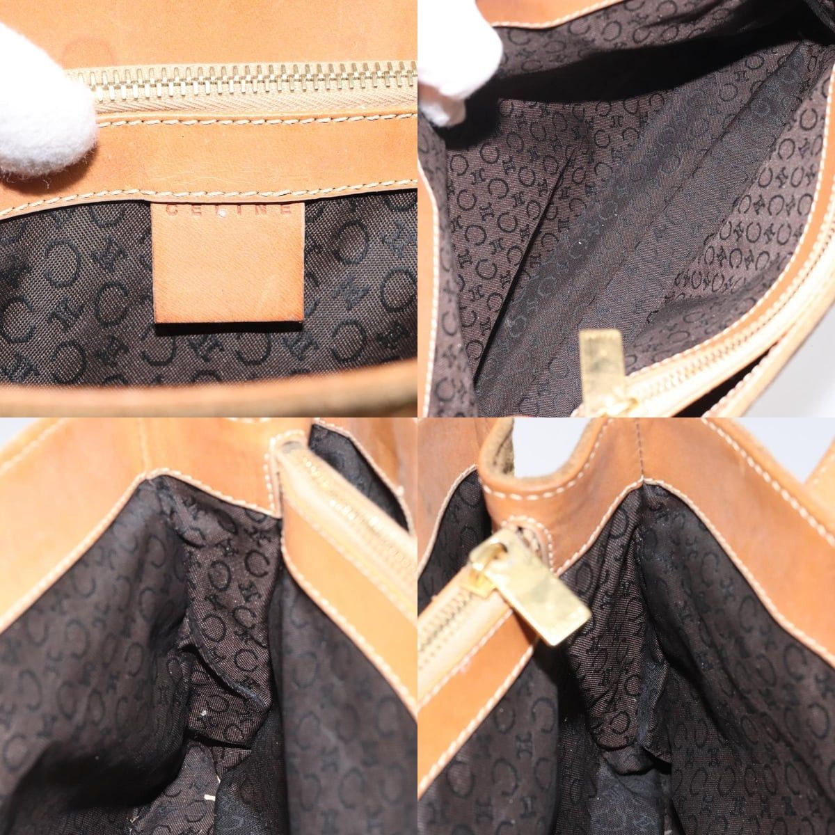 Celine CELINE Macadam Canvas Hand Bag Suede Brown Gold Size ONE SIZE - 11 Thumbnail