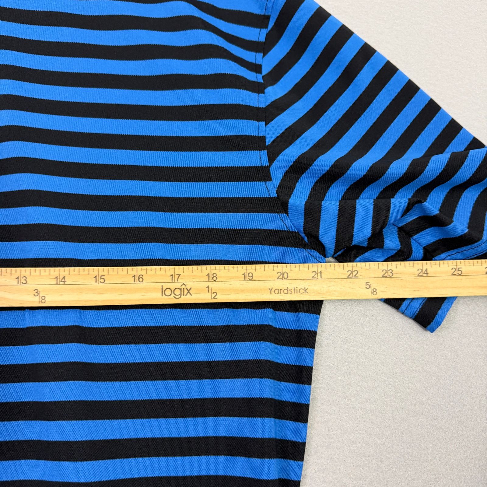 Footjoy Footjoy Polo Shirt Men's Large Blue Black Striped Athletic Size US L / EU 52-54 / 3 - 7 Thumbnail