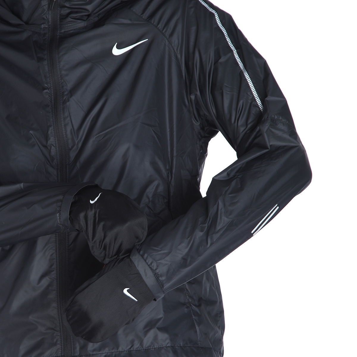 Nike Nike Running Shield Black Windbreaker Training Jacket Women Size S / US 4 / IT 40 - 3 Thumbnail